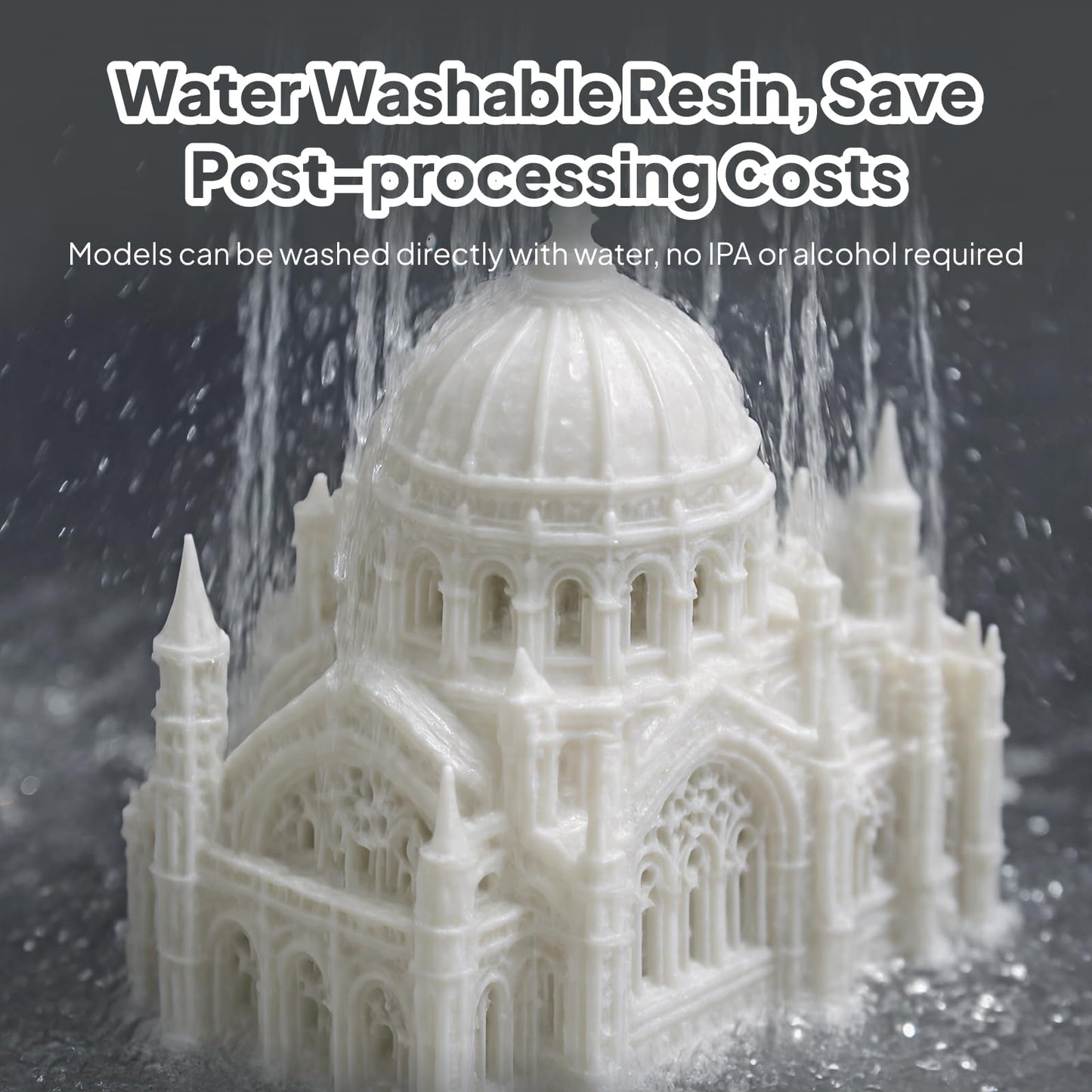 ELEGOO Water Washable 3D Printer Resin 2000g, Precise Printing Liquid Photopolymer Resin, Low Shrinkage 405nm Curing Resin for LCD 3D Printer, Grey
