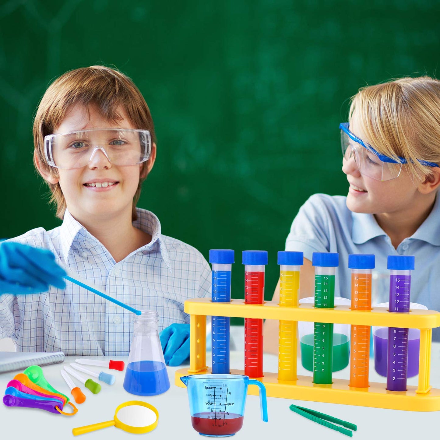 INNOCHEER Kids Science Experiment Kit with Lab Coat Scientist Costume Dress Up and Role Play Toys Gift for Boys Girls Kids Christmas Birthday Party