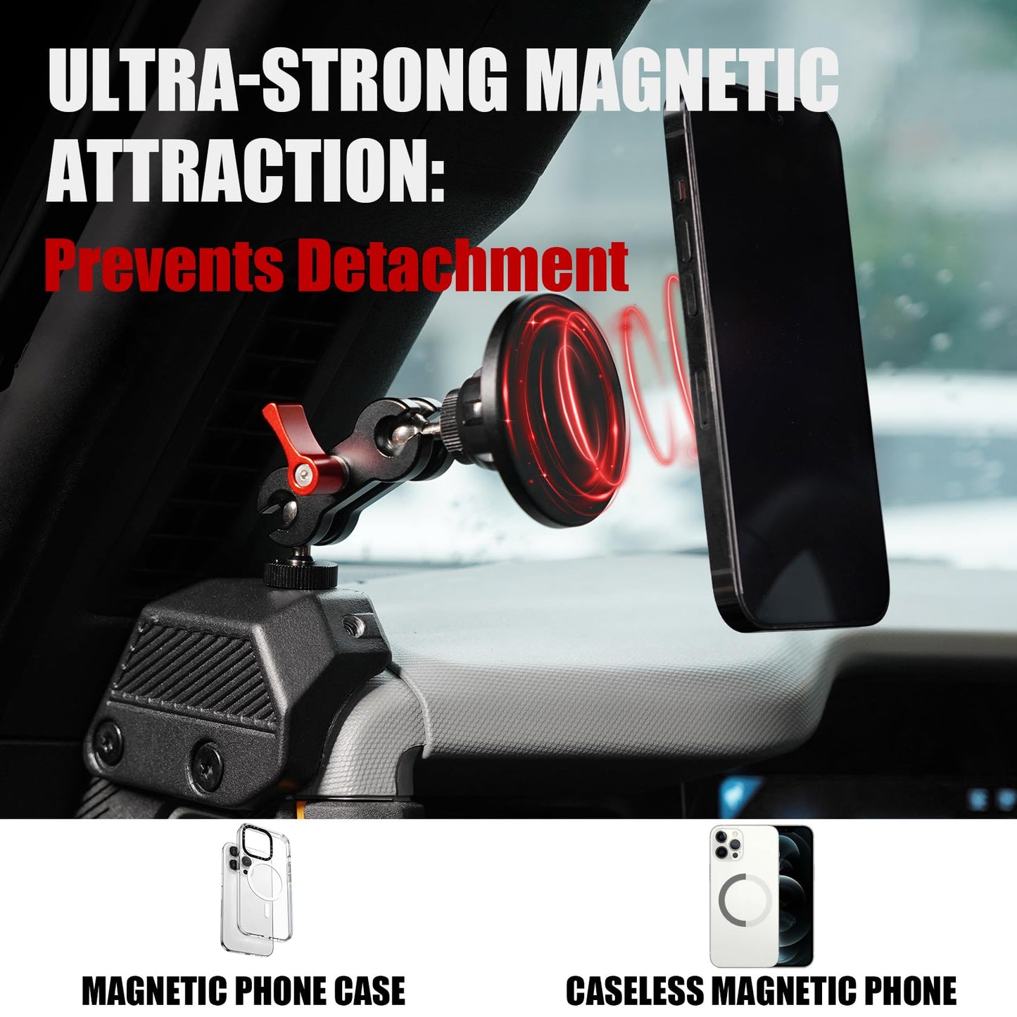 Mabett Magnetic Phone Holder for Ford Bronco 2021 2022 2023 2024, Adjustable Angles 360°Phone Holder Mount