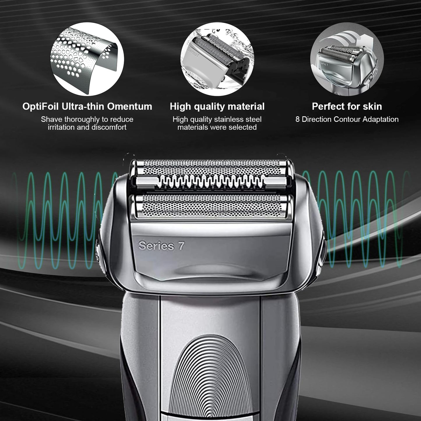 70S Series 7 Replacement Head for Braun Series 7 Foil Shaver Replacement Heads for Braun Series 7 Replacement Compatible with Series 7 Shavers 70s 720,750CC, 760CC,790CC,9565 Foil Shaver(2Pack )