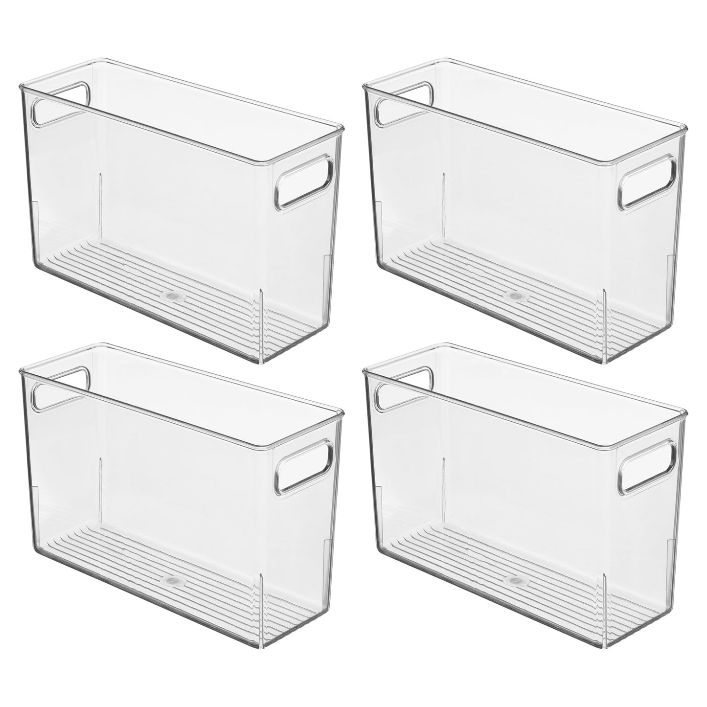 iDesign Tall Plastic Storage Bin with Handles for Fridge or Freezer - Set of 4 - Clear - Made in USA