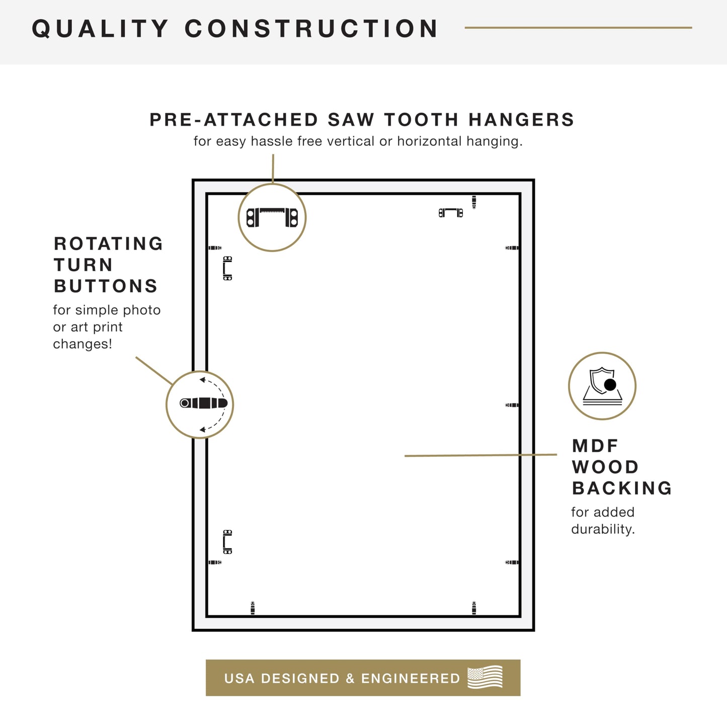 MCS Studio Gallery Classic 20x27 Poster Frame Black Woodgrain Engineered Wood, Vertical & Horizontal Wall Hanging Large Picture Frame for Photos, Posters & Art Prints (1-Pack)