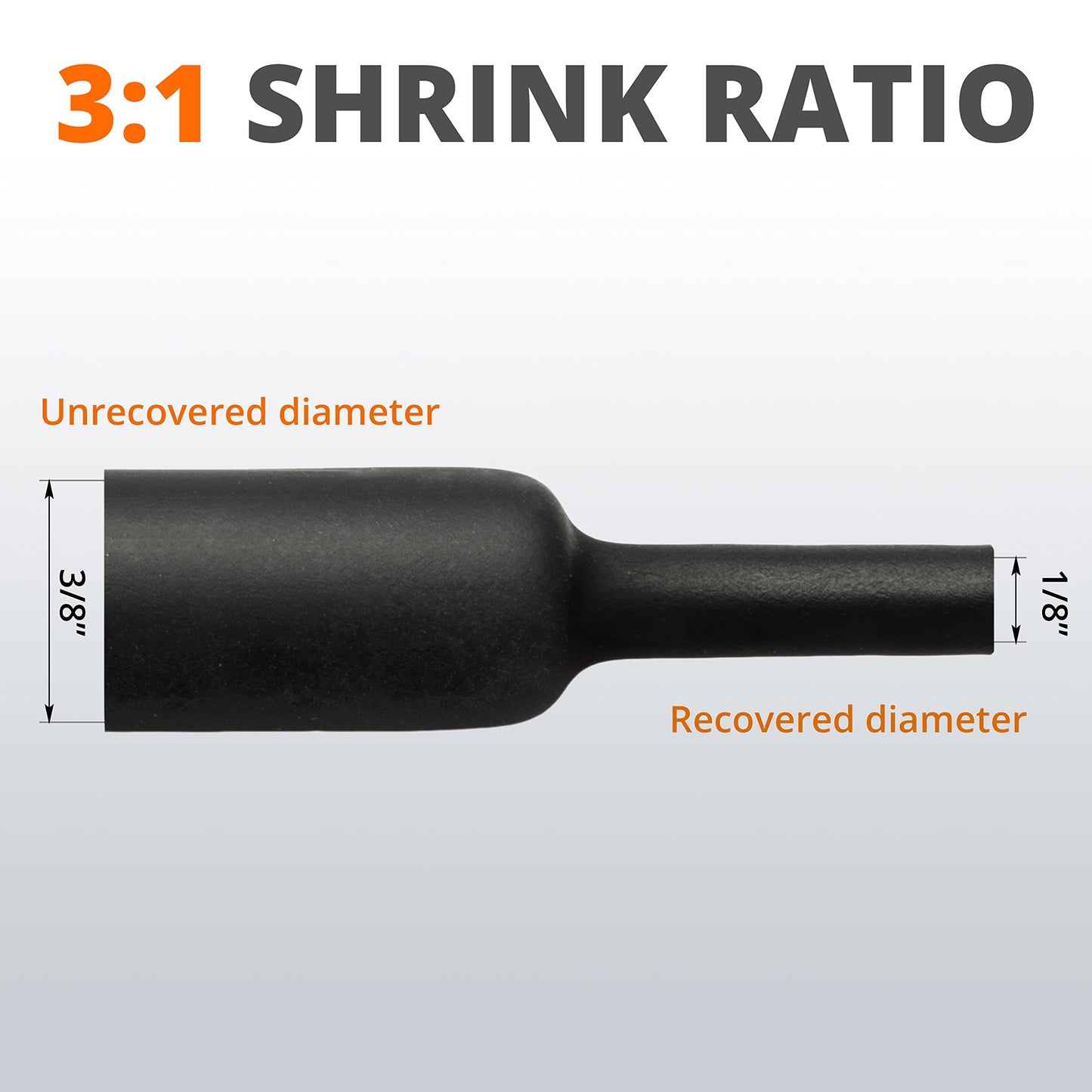 Wirefy 3/8" Heat Shrink Tubing - 3:1 Ratio - Adhesive Lined - Marine Grade Heat Shrink - Black - 50 Feet Roll