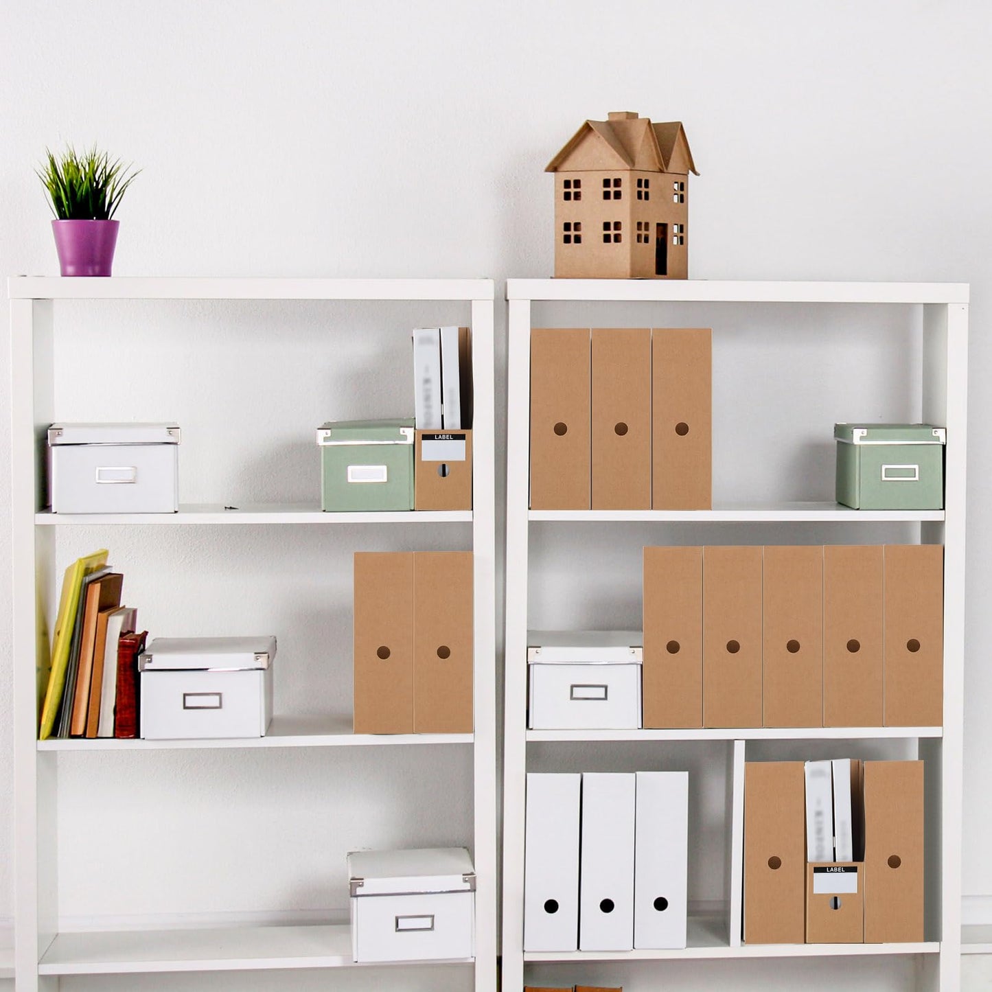 Geyee 50 Pcs Cardboard Magazine Holder Magazine File Holder Magazine Storage Box Document Magazine File Organizer with 50 Pcs Labels for School Office Home Supplies, Brown
