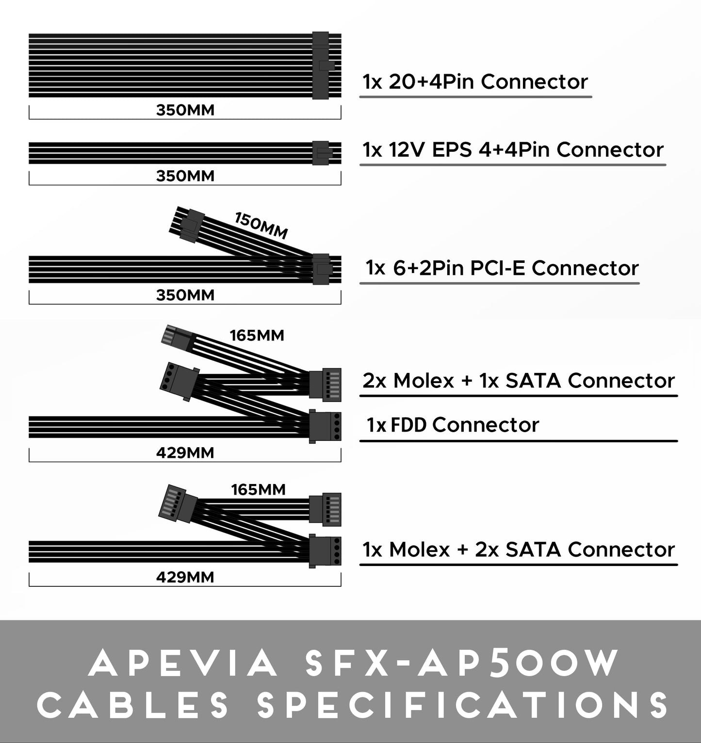 Apevia SFX-AP500W Mini ITX Solution/Micro ATX/SFX 500W Power Supply