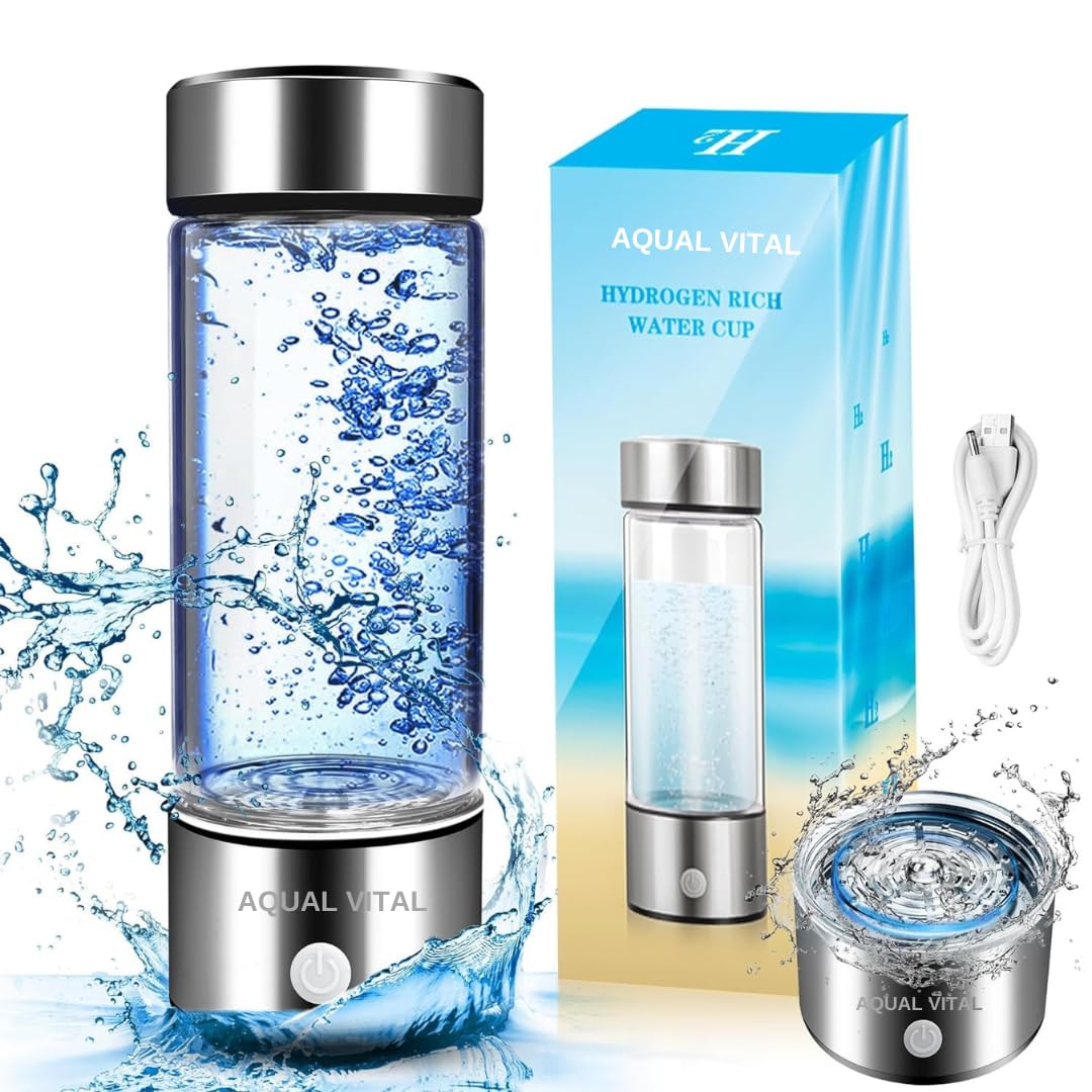 Aqua Vital Hydrogen Water Bottle Rechargeable Portable Hydrogen Water Machine Generator, Ionizer for Home, Office, Travel with Charger