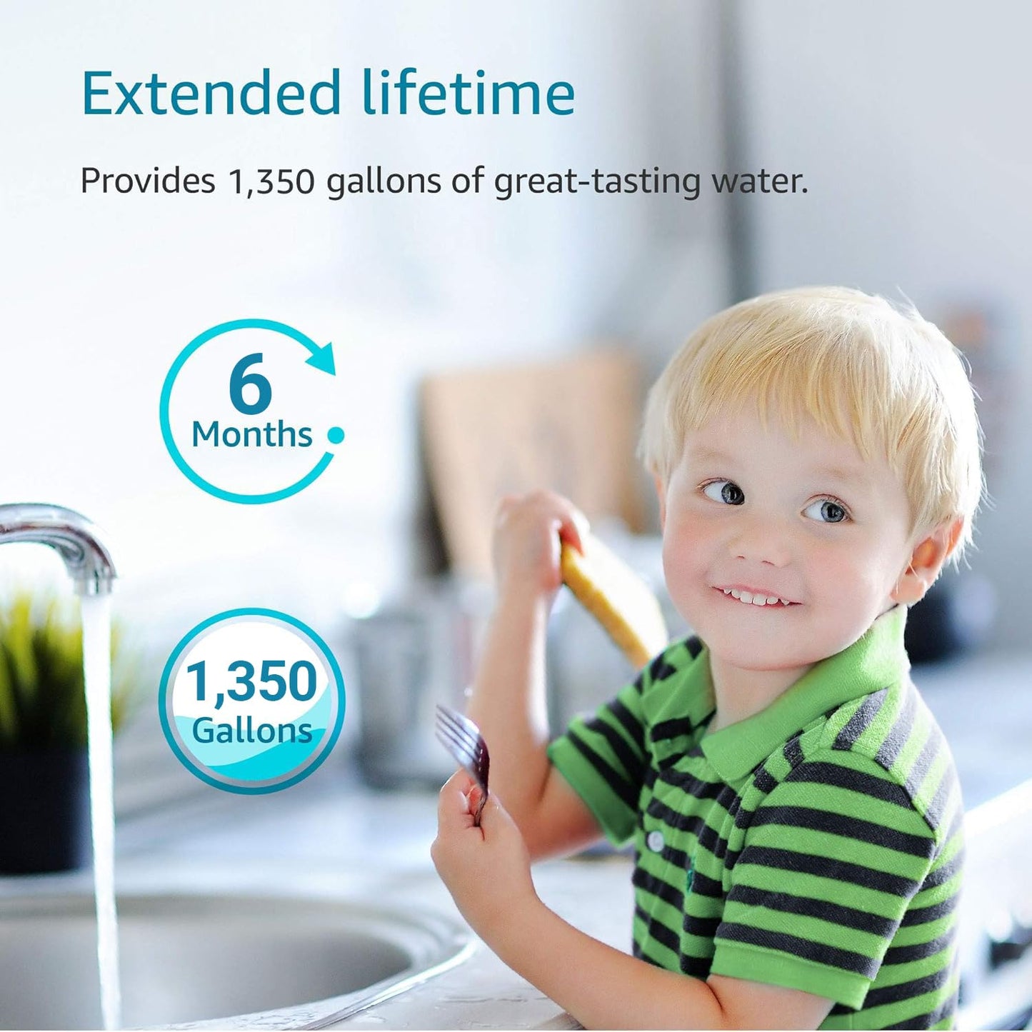 AQUA CREST FQK2J Under Sink Water Filter, Replacement for GE FQK2J, FQK1K, NSF/ANSI 42 372 Certified, 1350 Gallons Dual Flow Drinking Water Replacement Filters (4 Count)