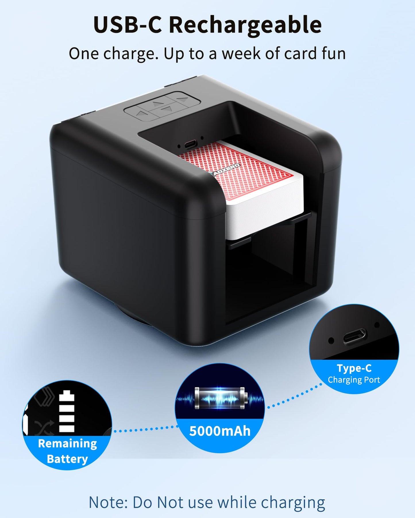 ADZERD Automatic Card Dealer Machine - Rechargeable for 1/2/3 Decks, 1-12 Players, Adjustable Dealing Distance, Quiet, 360° & 180° Rotation, Compatible with Poker, UNO, Bridge, Blackjack & More