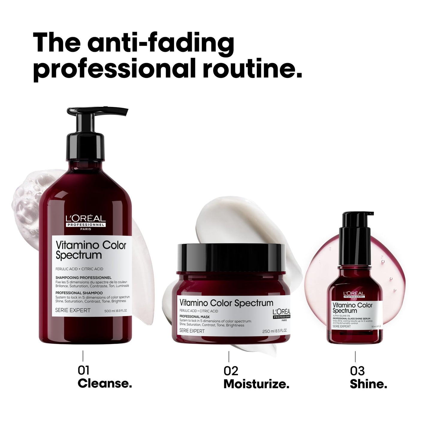 L'Oréal Professionnel Paris Vitamino Color Spectrum Glass Shine Serum - Instant Glass Shine, Protects Colored Hair, Heat Protection Up to 450°F, Vibrant Colors Up to 100 Days, 1.7 Fl Oz