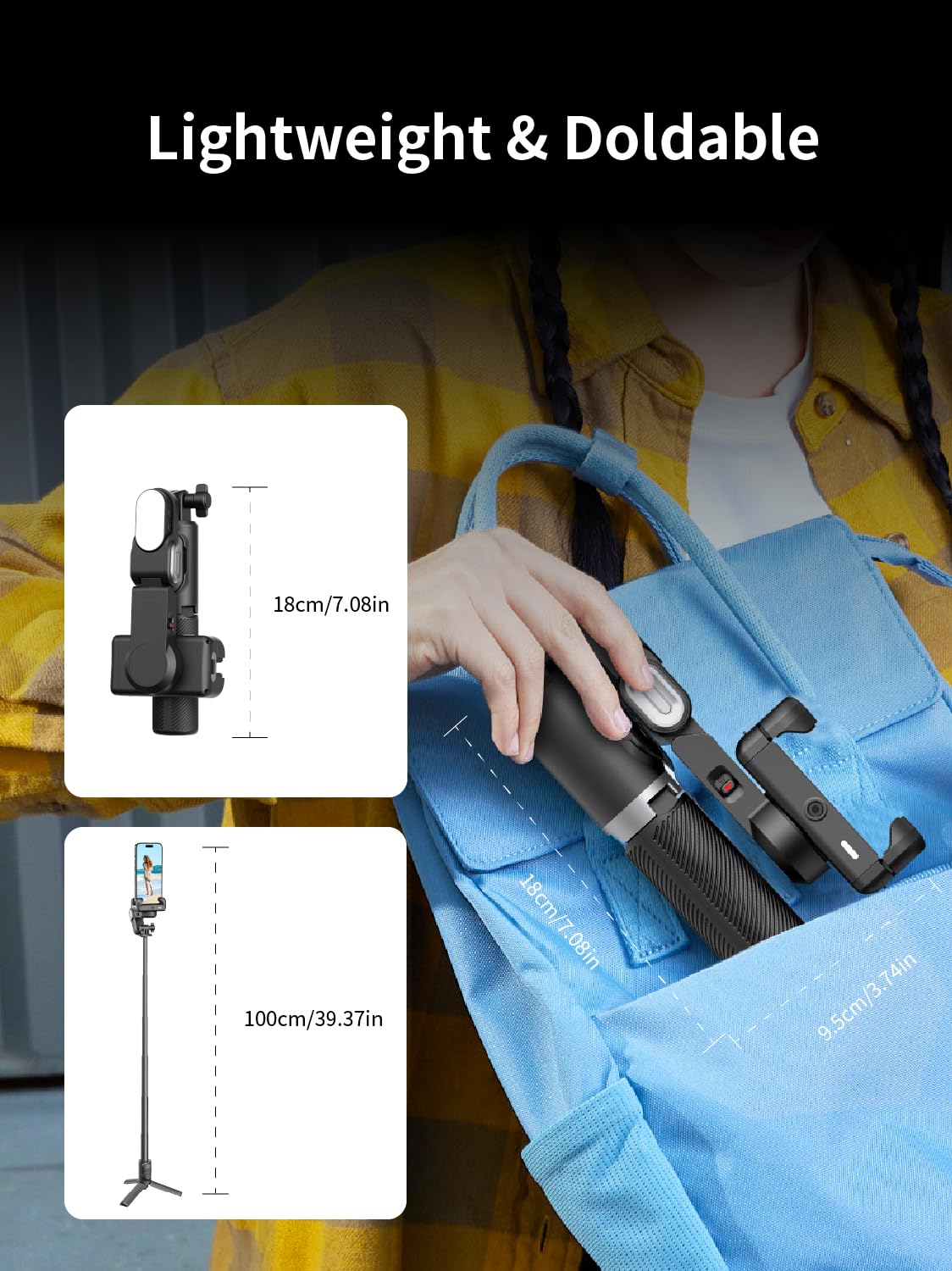 AOCHUAN Gimbal Stabilizer for Smartphone, 4 in 1 Phone Gimbal w/360° Rotation for iPhone/Andriod Sefie Stick Tripod w/Auto Face Tracking and Wireless Remote for TIK Tok YouTube Vlogging-M1 Pro Black