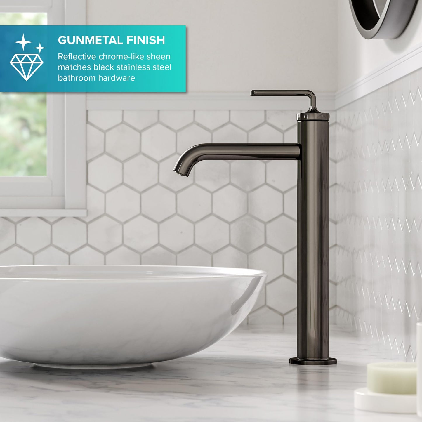 KRAUS Ramus Single Handle Vessel Sink Bathroom Faucet with Pop-Up Drain in Matte Black, KVF-1220MB