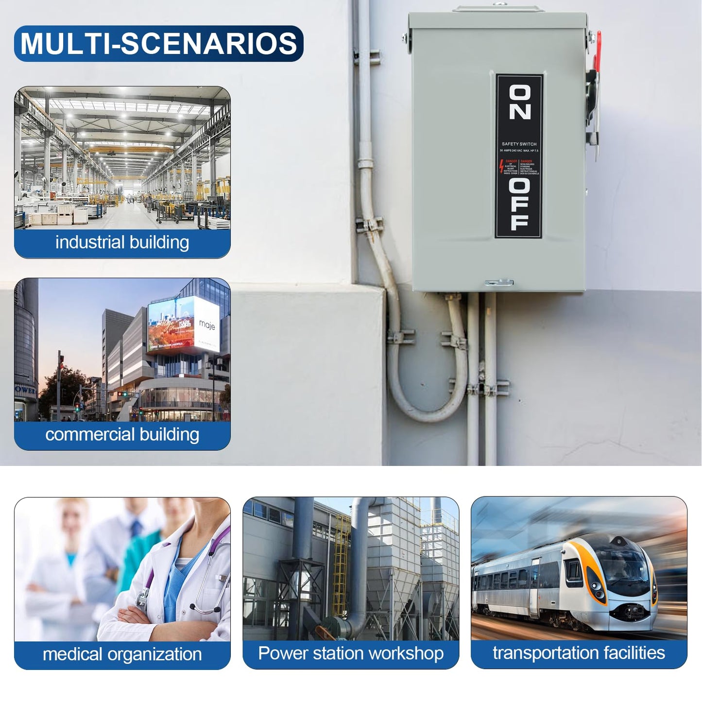 3P 30Amp 240V 3 Wire Heavy Duty Safety Switches,Ac Disconnect Switches Box,Quick Disconnect Safety Switch