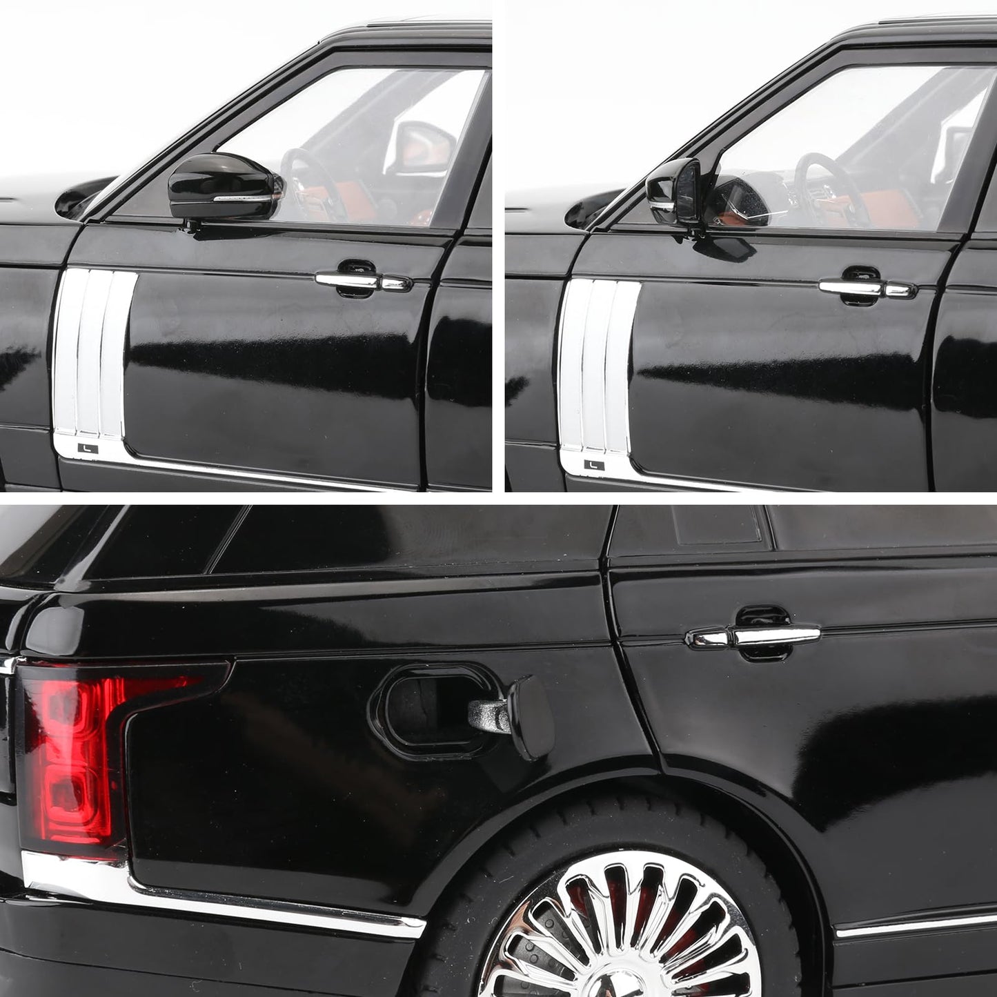 1/18 Scale Compatible for Land Rover Model Car,Zinc Alloy Pull Back Toy Diecast Car with Sound and Light,SUV Off-Road Vehicle,Children's Toy car ,Gifts for Boys and Girls Black