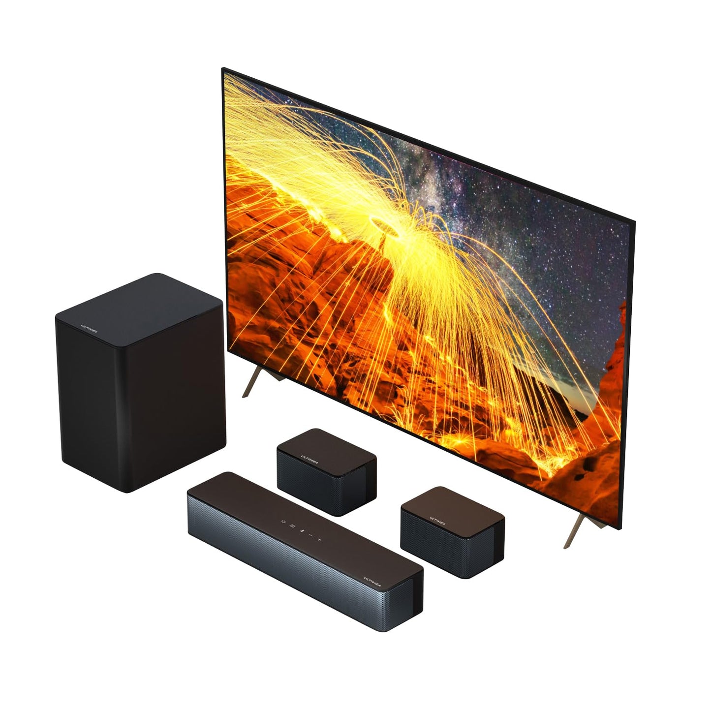 ULTIMEA 5.1 Virtual Surround Sound Bar, 320W Home Theater Surround System with Adjustable Speakers & Subwoofer, TV Speaker Soundbar, Sound Bar for Smart TV, Bluetooth 5.3, Easy Setup, Poseidon D50
