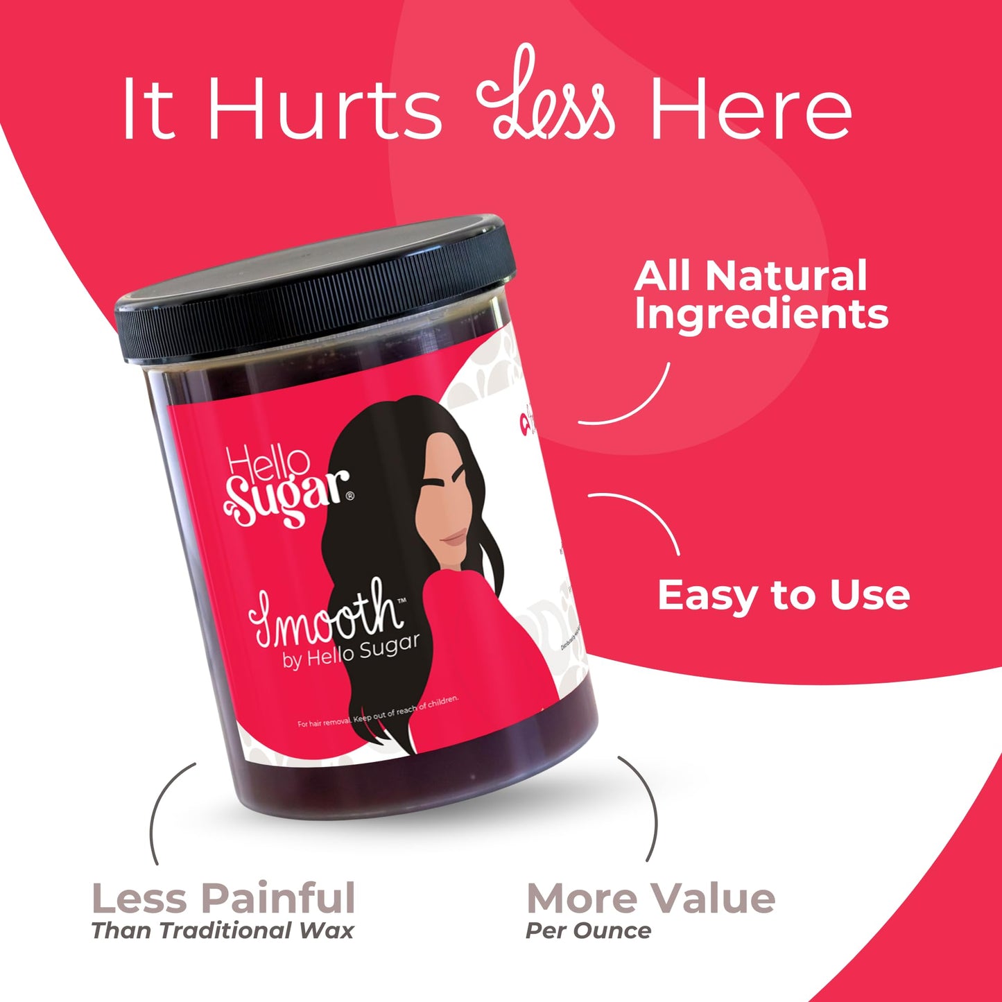Smooth by Hello Sugar | Full-Body Sugar Wax | Sugar Waxing for Hair Removal | Sugaring Kit | Salon-Quality, Natural, Vegan | Gentle on Skin & Long-Lasting Smoothness | 100% Cruelty-Free (36 Ounces)