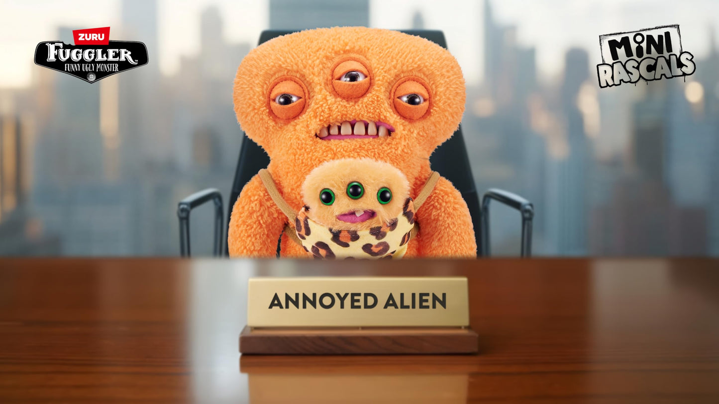 S001-PKC-FUGGLER-MINI Rascals-Series 1-Plush Alien (Orange - Teddy)-Window BOX-12PCS/12POLYBAG/CTN