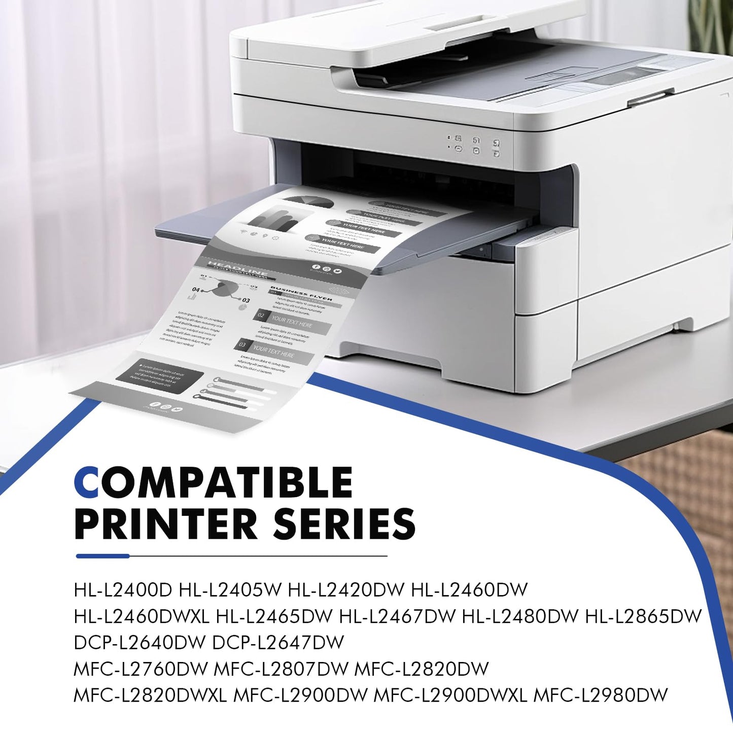 TN830 TN830XL Toner for Brother Printer MFC-L2820DW HL-L2460DW DCP-L2640DW Replacement for Brother TN830 XL/V/R TN 830XL TN-830XL 830 Cartridge HL-L2400D MFC-L2900DW Printer Ink High Yield 4 Black