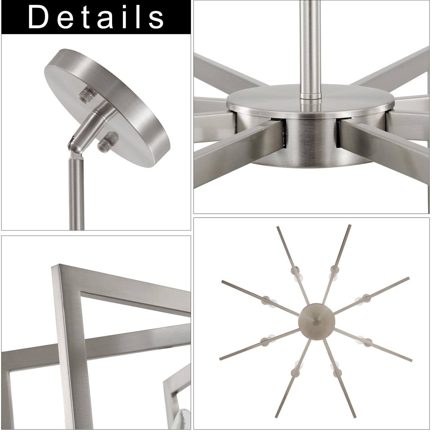 8-Light Large Brushed Nickel Chandeliers for Dining Room,Modern Industrial Pendant Lights Kitchen Island,Farmhouse Entryway Light Fixtures,Metal Geometric Chandelier for Living Room
