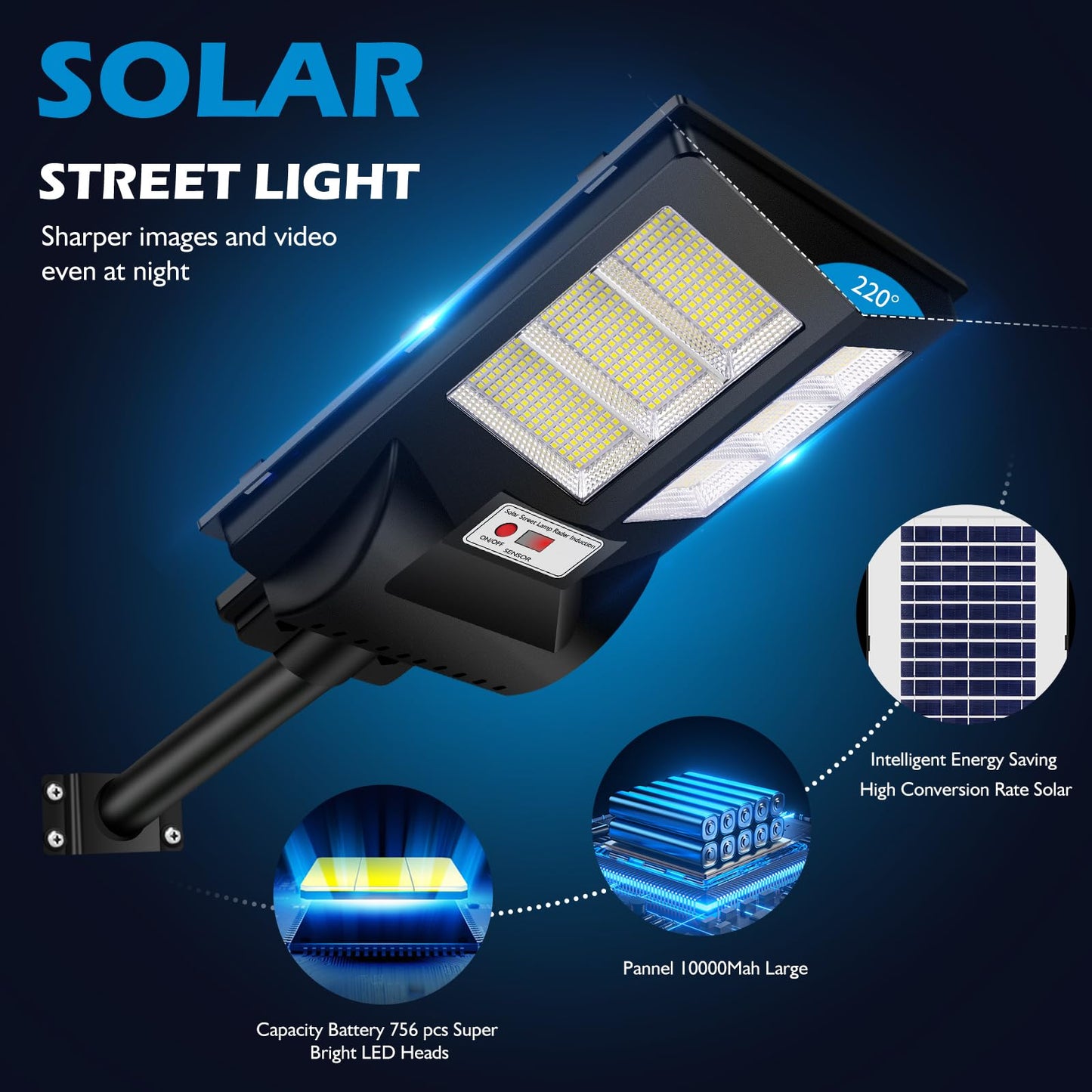 2 Pack Outdoor Waterproof 6500K 80000LM 756 LED Beads Dusk to Dawn Solar Flood Light with Motion Sensor and Remote Control for Parking Lot, Garage