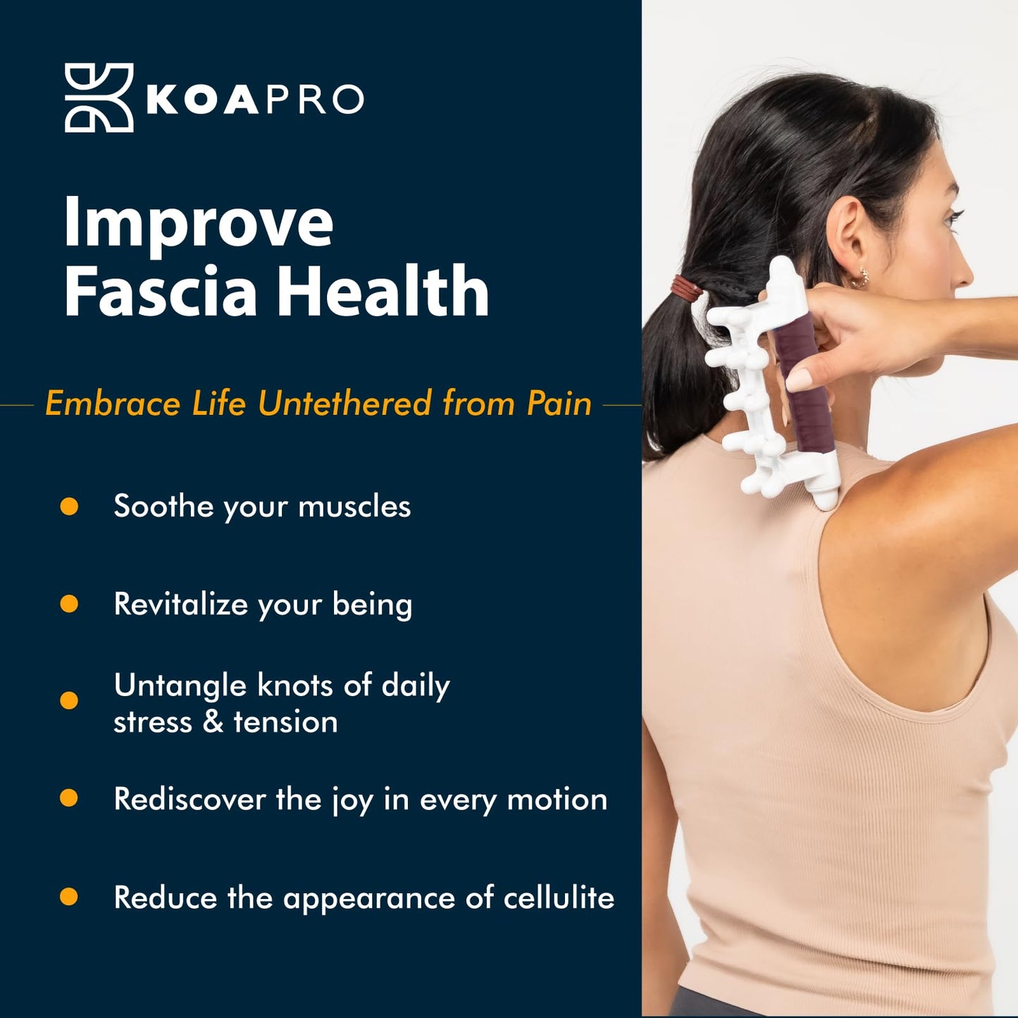 KOAPRO Fascia Massage Tool for Stress Relief - Portable Facia Blaster for Muscle Recovery and Circulation, Revolutionary Myofascial Release Tool for Sore Muscles, Tension, and Holistic Fascia Health
