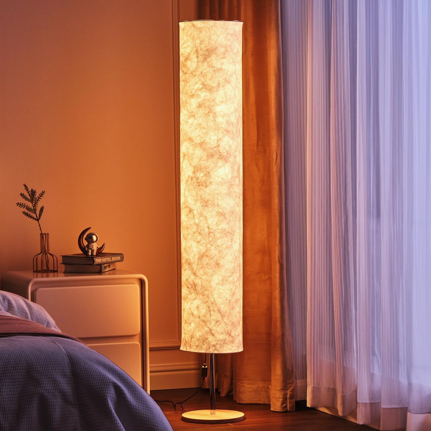 58 inch Soft Light Floor Lamp Simple Design Morden 3 Color Lighting Remote Control,LED lamp with Tyvek Fabric Shade,Brightness Adjustable for Living Room Bedroom Game Room