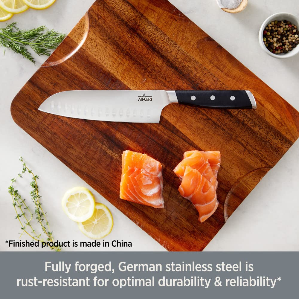 All-Clad Forged German Stainless Steel Santoku Knife 7 Inch, Fully Forged, Expert Precision, Home Kitchen Knife, Cook Tool, Cookware Kitchen Tool, Kitchen Utensils, Ultra Sharp Knives