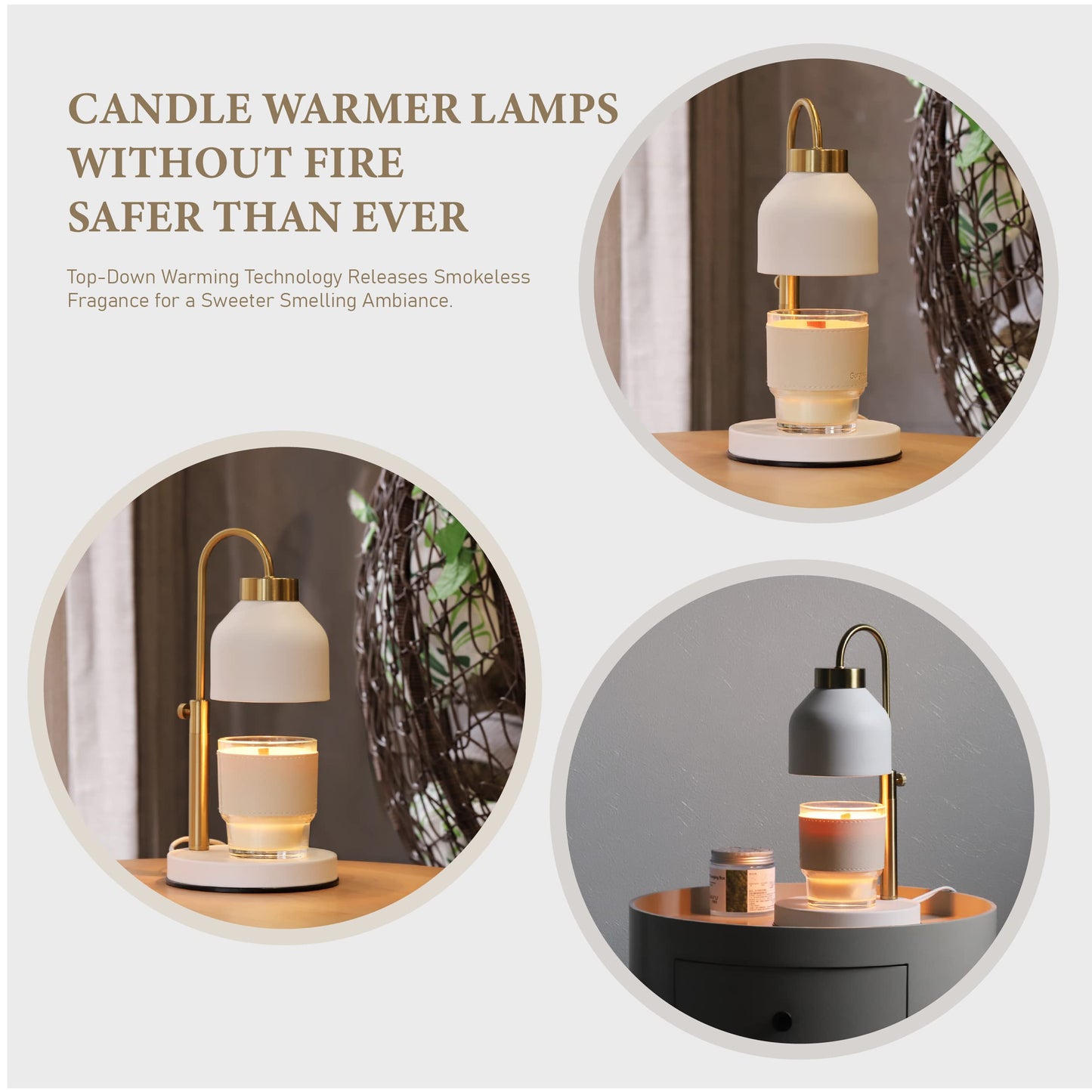 AIKUT Candle Warmer Lamp, with 2 Bulbs,Timer & Dimmer,Compatible with Large Yankee Candle Jars,3 Wick Candles,Height Adjustable Electric Top Candle Melter,White,110-120v,Mother's Day Gifts