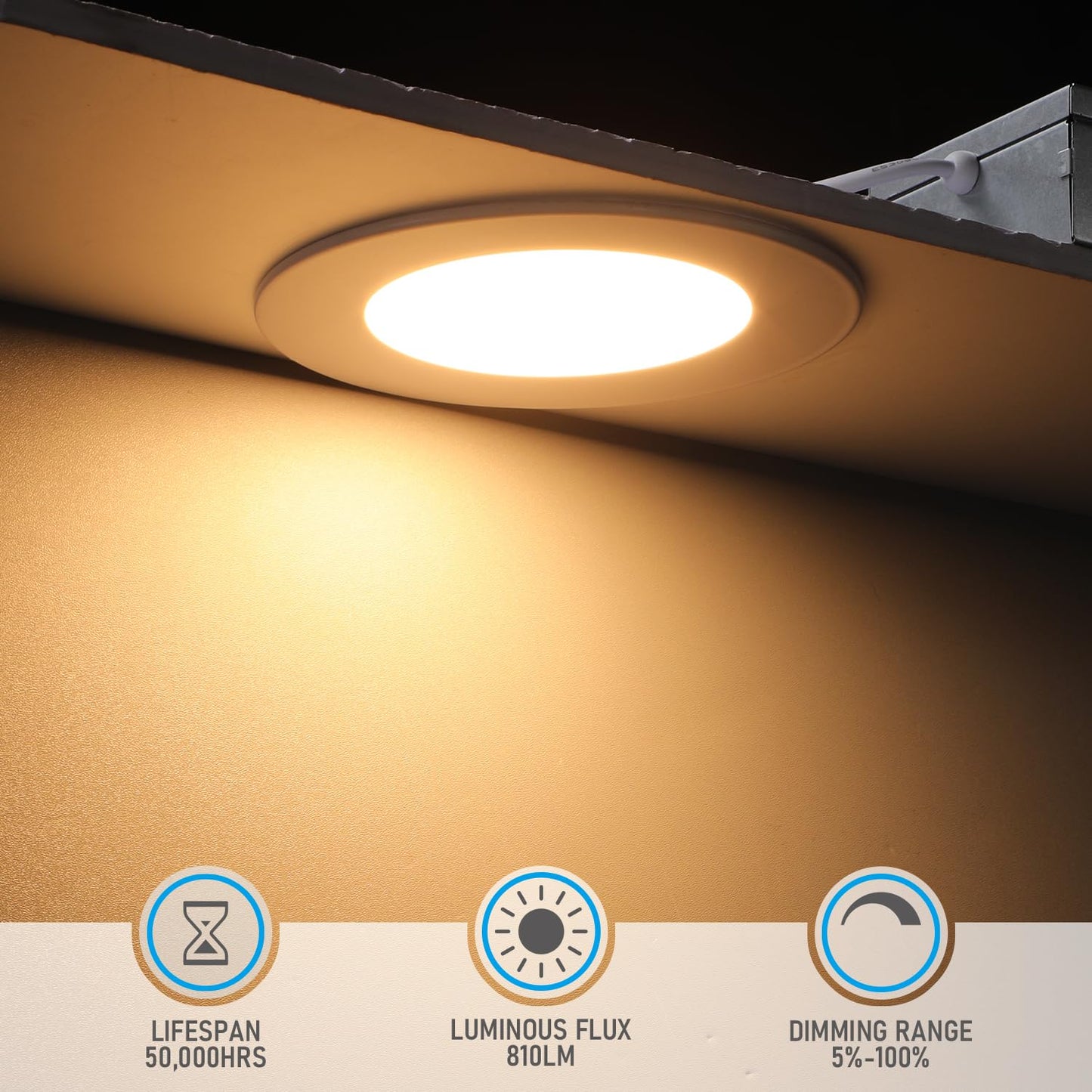 TORCHSTAR Basic Series 12-Pack 5CCT 4 Inch Ultra-Thin LED Recessed Lighting with J Box, CRI90, Aluminum, 2700K3000K3500K4000K5000K, 5%-100% Dimmable Slim Recessed Downlight, 9W 810LM, ETL & ES