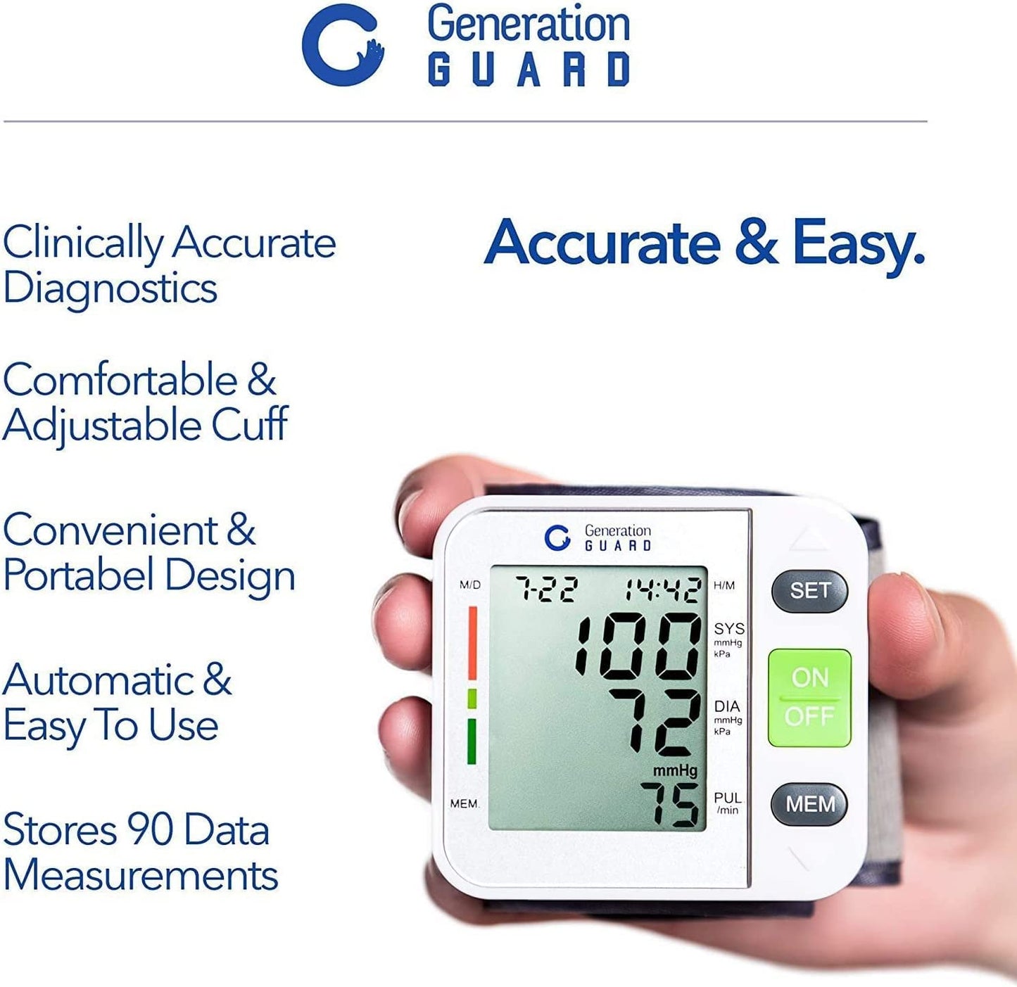 Generation Guard Electronic Wrist BP Monitor - GM-500W