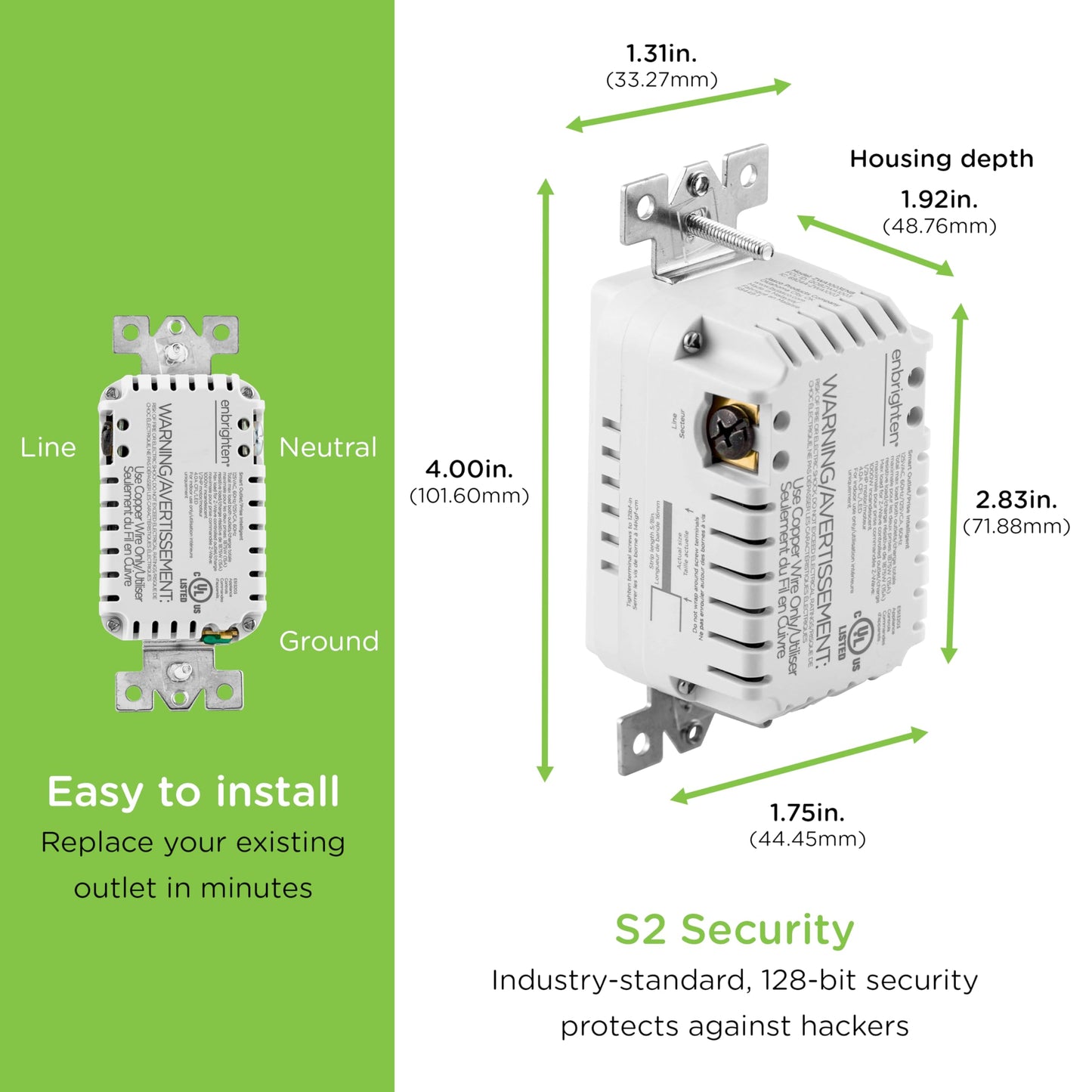 Enbrighten Z-Wave Plus Smart Receptacle, Works with Alexa, Google Assistant, Tamper-Resistant, Z-Wave Outlet, Always On Outlet, Hub Required, Smart Outlet, Lamps, Small Appliances, 700 Series, 58449