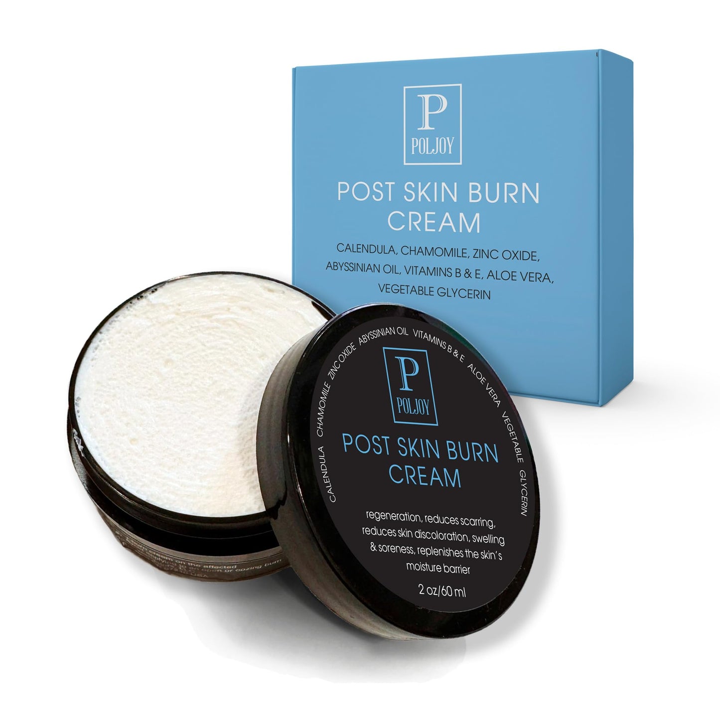 Skin Burn Cream Repair Natural - Post Burns Healing Remedy - Scar Care Promotes Recovery - Soothing First Degree Treatment - Sunburns Aid Fast Relief - Household & Vacation - Made in US (Pack of 2)