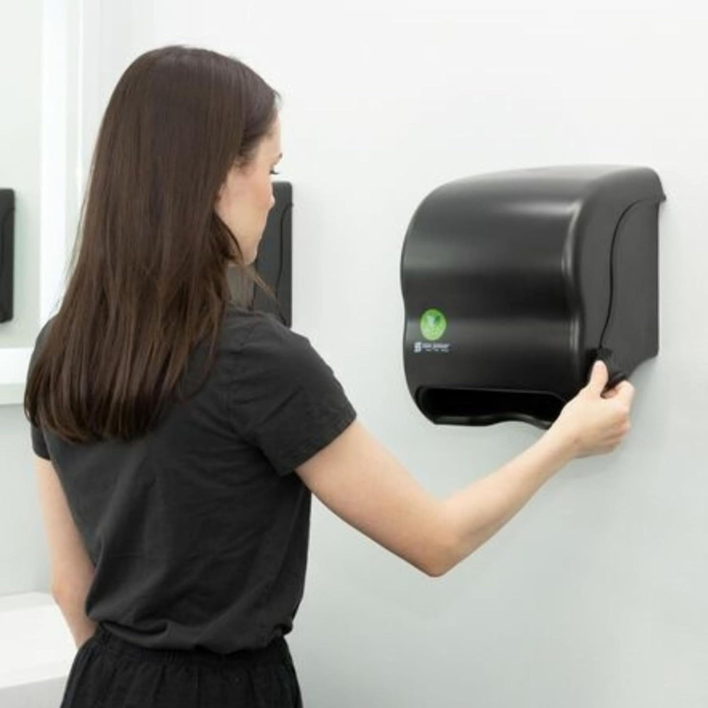 Ecological Green Towel Dispenser, 12.49" x 8.6" x 12.82", Black