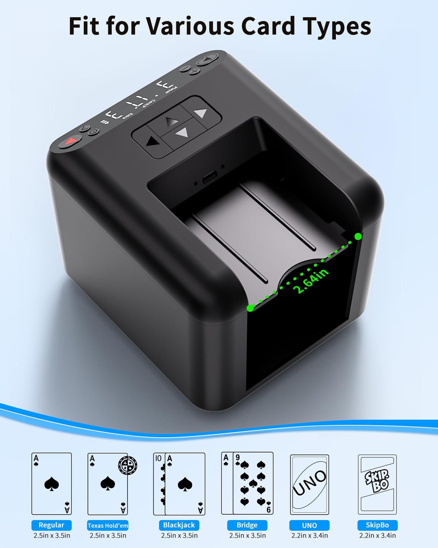 ADZERD Automatic Card Dealer Machine - Rechargeable for 1/2/3 Decks, 1-12 Players, Adjustable Dealing Distance, Quiet, 360° & 180° Rotation, Compatible with Poker, UNO, Bridge, Blackjack & More
