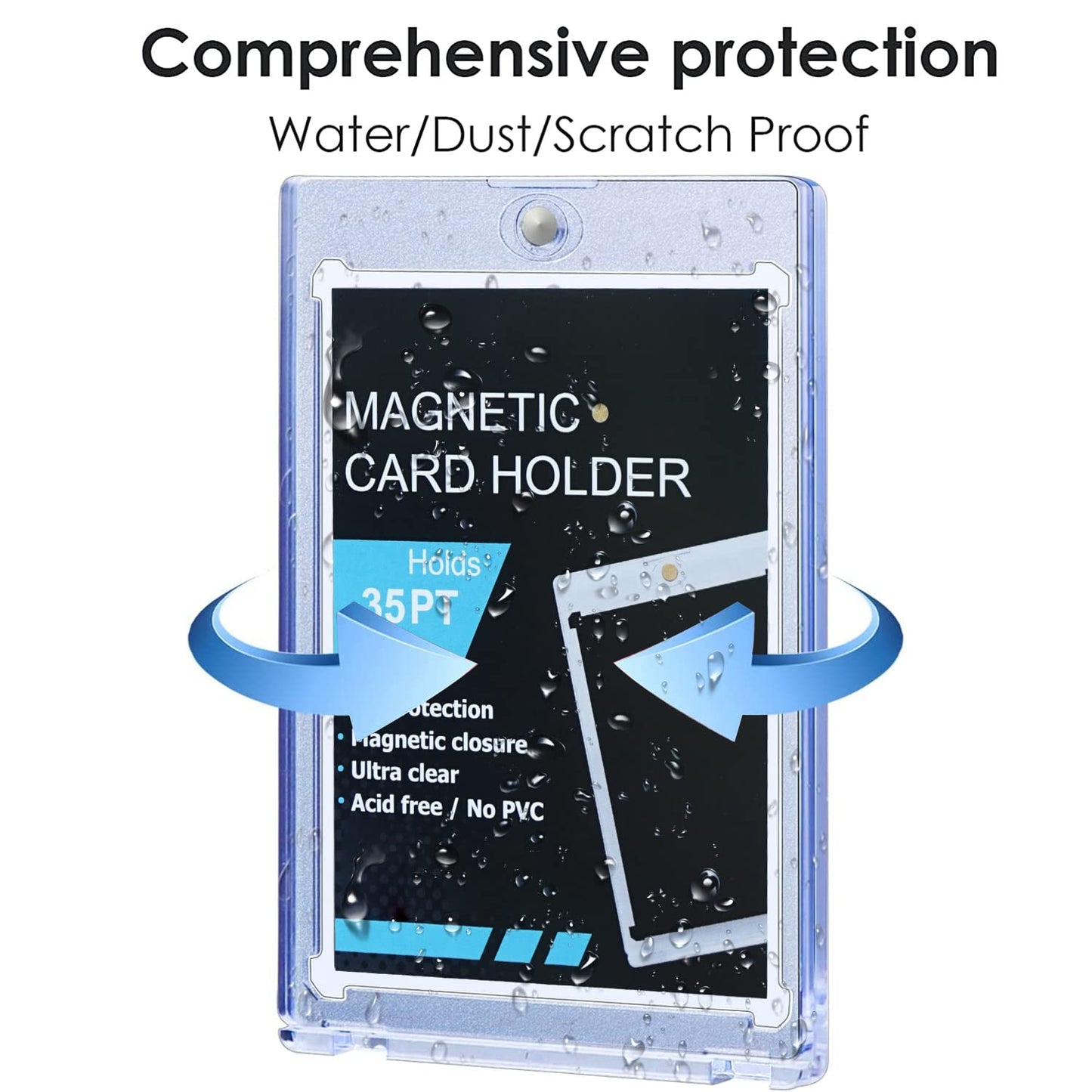 50ct Magnetic Card Holder 35pt, Card case Holder for Trading Cards,Card Protectors Hard Plastic, Card Sleeves Display case for Baseball Card Sports Cards