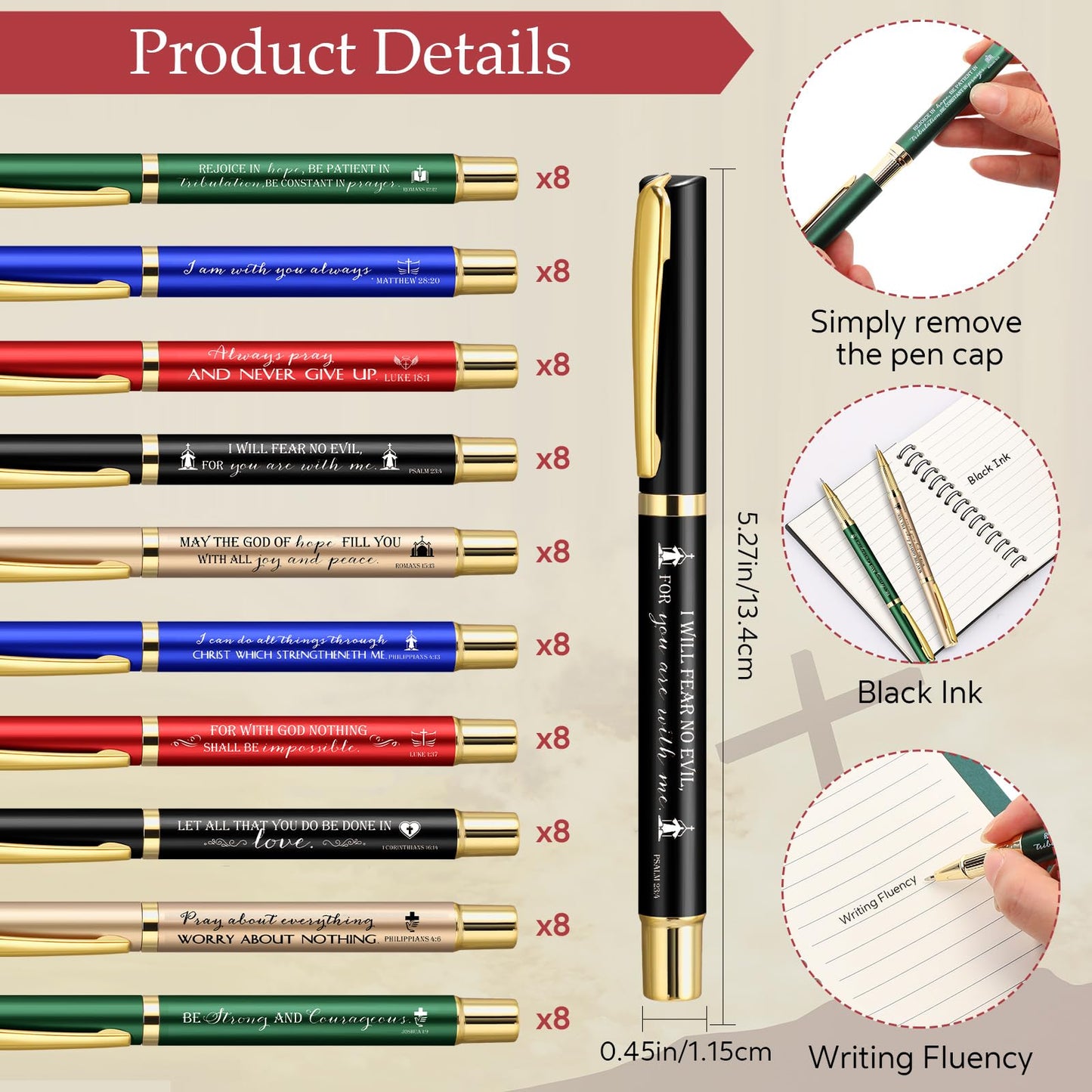 Kosiz 160 Pcs/80 Set Christian Gift Bulk Include Spiral Notebook and Bible Verse Ballpoint Pen Prayer Journal Religious Party Favor Christmas Church Gifts for Women Sunday School Family (Multicolor)