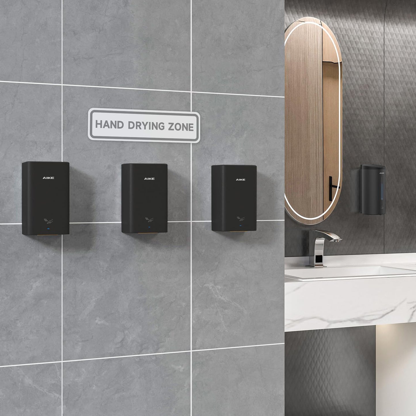 AIKE ADA Compliant Hand Dryer Surface Mount Hard Wired Design, 110V Black Model AK2822