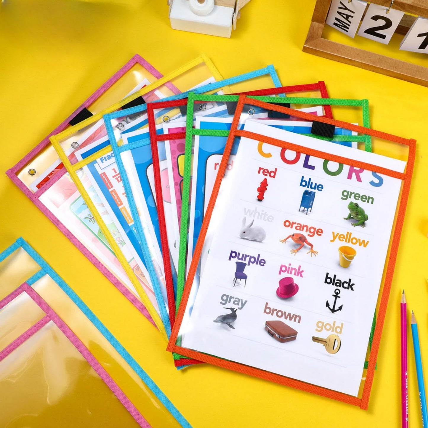 80 Packs Dry Erase Pockets Reusable Plastic Sleeves Dry Erase Ticket Holders Sheet Protectors Job Ticket Folders Teacher Supplies 10 x 14 Inch for Classroom School Office Home Student Teacher Tools