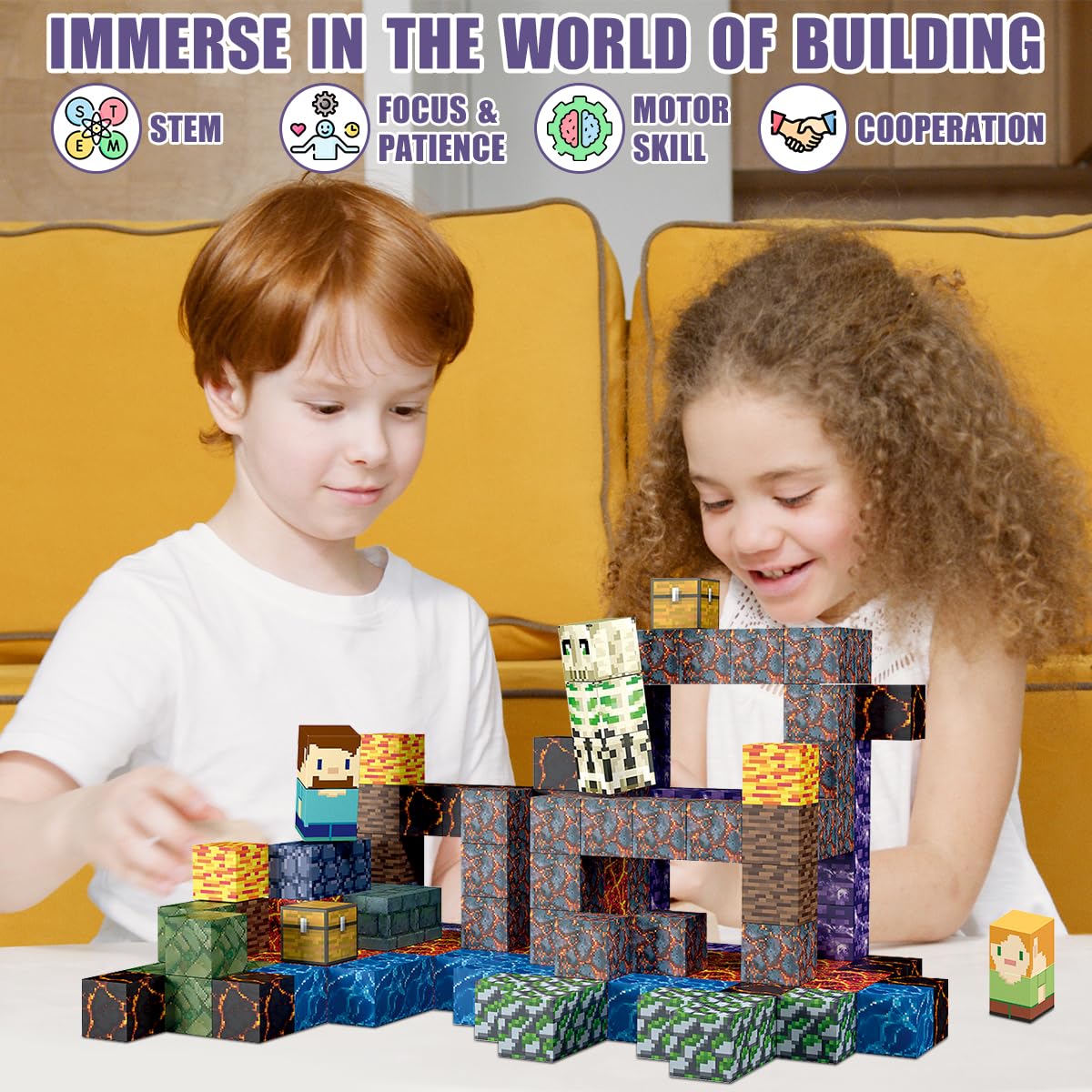 AIDYVOI 213 PCS Magnetic Blocks Building Toys Set Sword Kids Blocks for Toddler Boys Girls 3+, STEM Sensory Magnetic Cubes Christmas Birthday Present Construction Building Toys