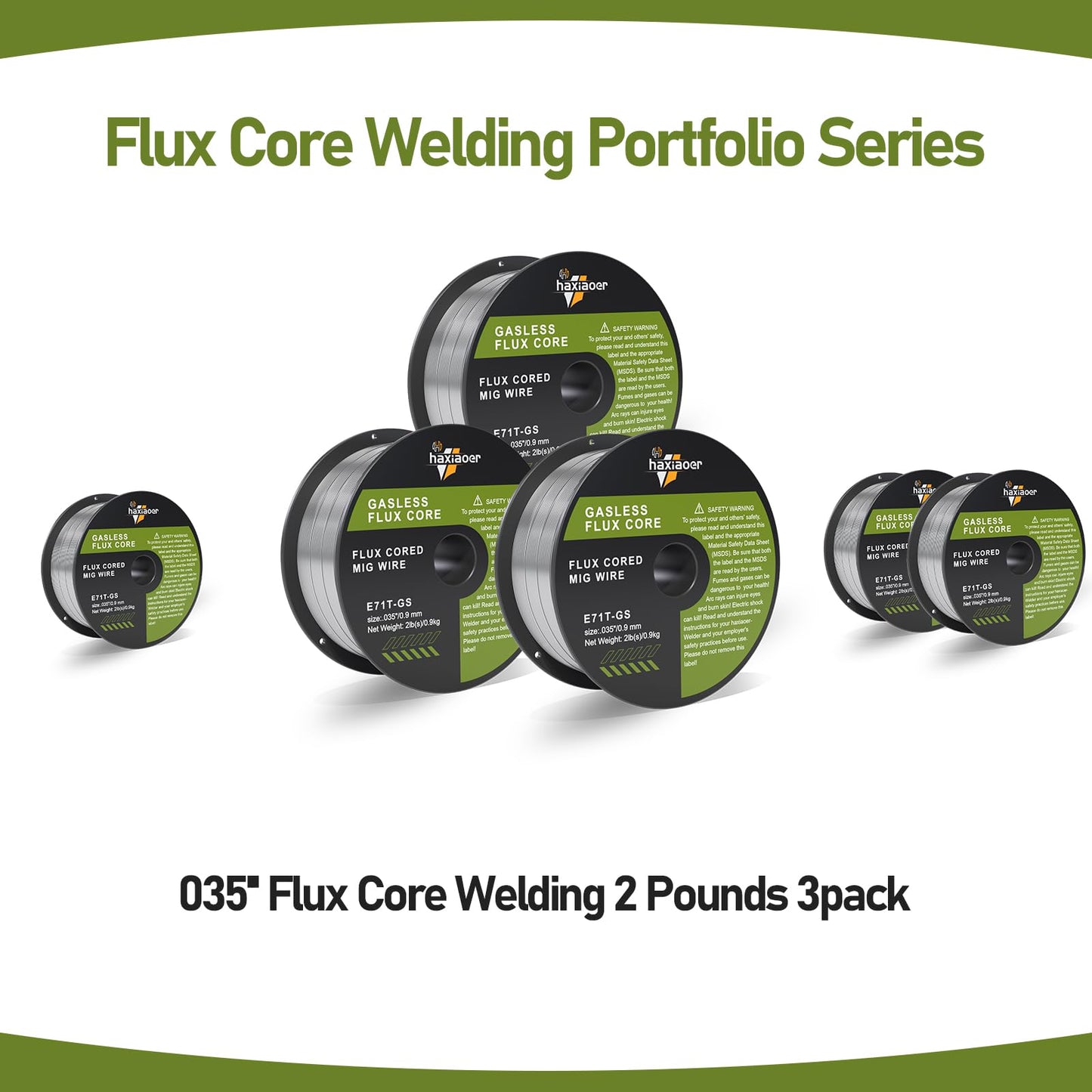 .035'' Flux Core Welding Wire, E71T-GS Gasless MIG Welding Wire 2 Pounds 3 Pack for All Position Arc Welding and Outdoor Use