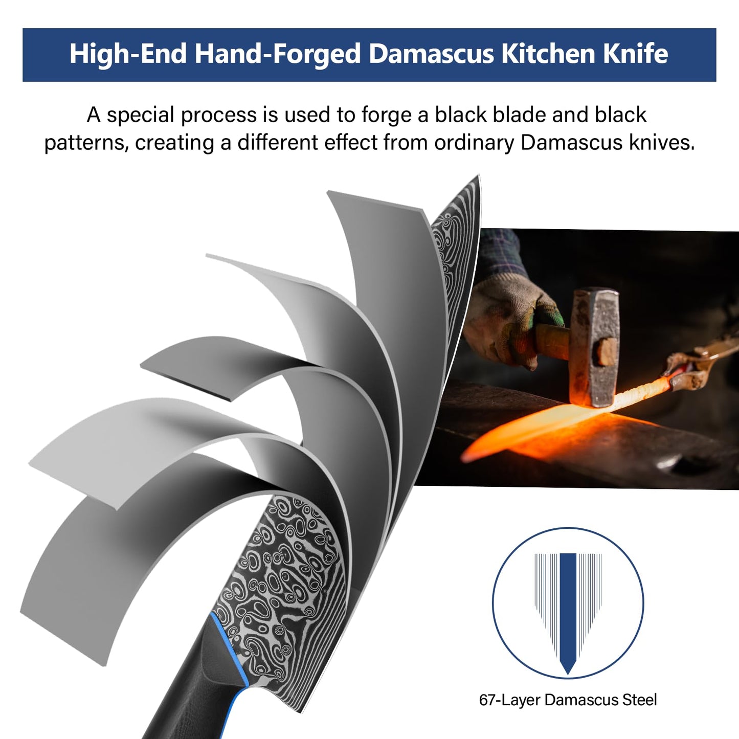 3PCS Kitchen Knife Set, Ultra Sharpe Chef Knife Set Forged of 67-Layer Japanese Damascus Steel, Premium Knives Set Professional Sharp Knives Set with G10 Handle