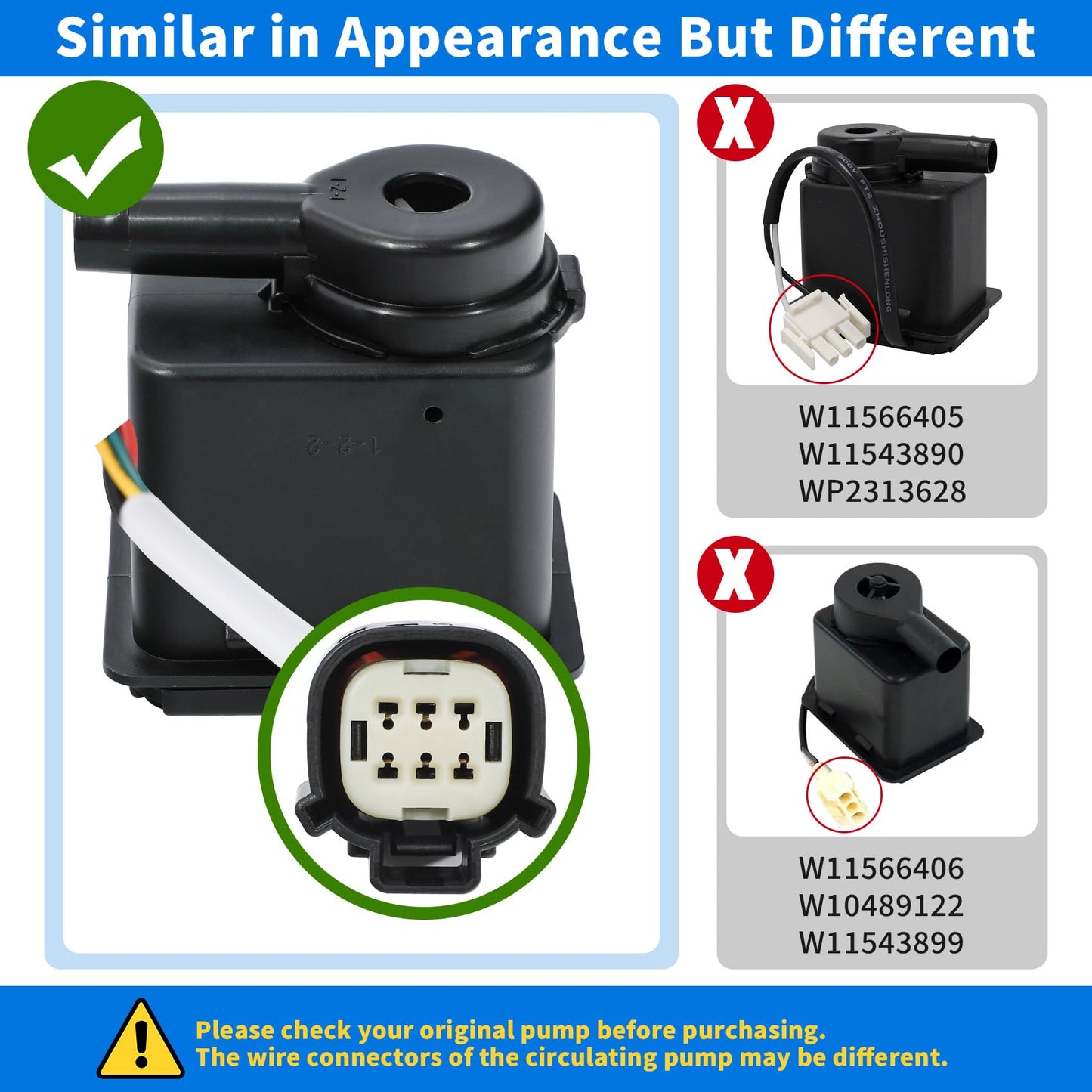 W11542867 Ice Maker Recirculation Pump Compatible with KitchenAid Whirlpool KUIX535HPS00 KUIX505ESS1 KUID308HPS01, Ice Maker Circulation Pump Replacement Part W11176264 W11325175 W10747426 W11439191