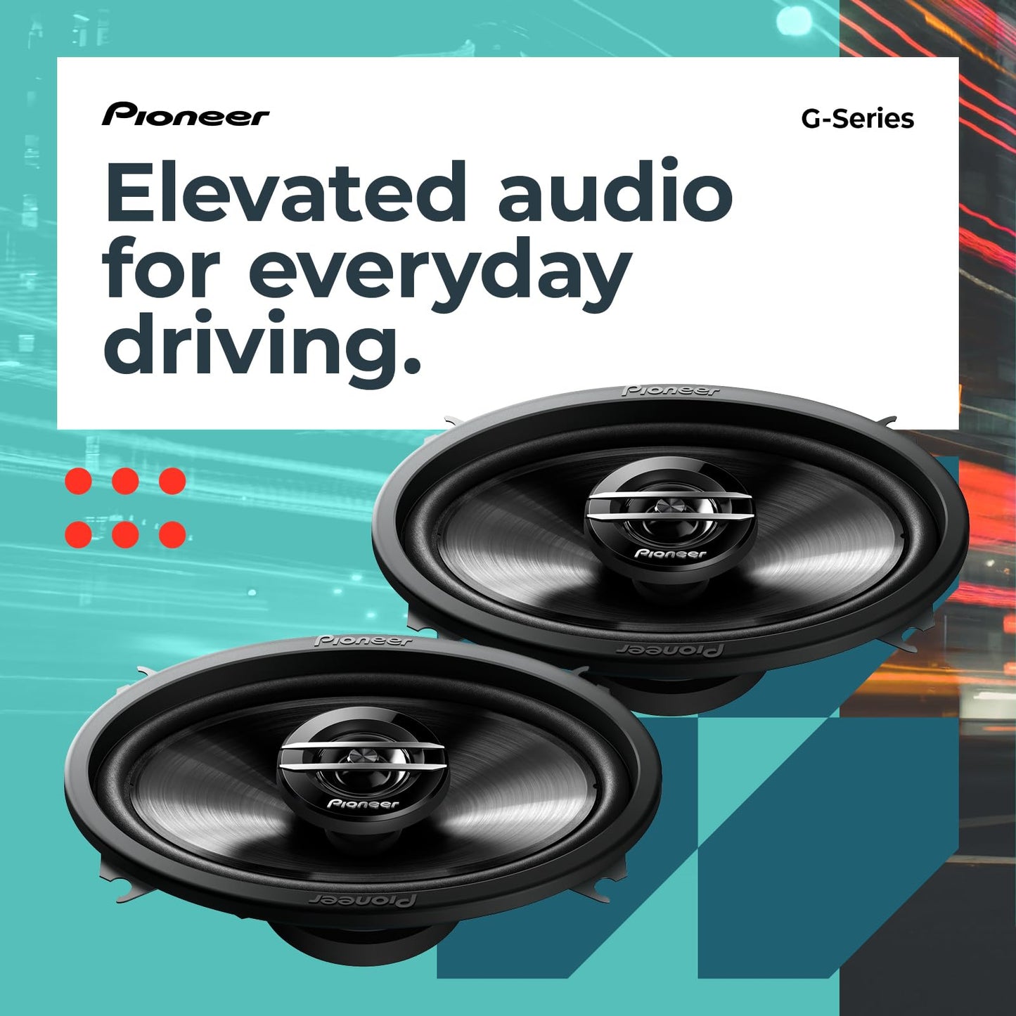 Pioneer G-Series TS-G4620S 4” x 6” 2-Way Speakers (Pair) – 210W Max, Balanced Sound + Smooth Treble, Great Stock Replacement, High-Efficiency Speaker Designed for OEM Power