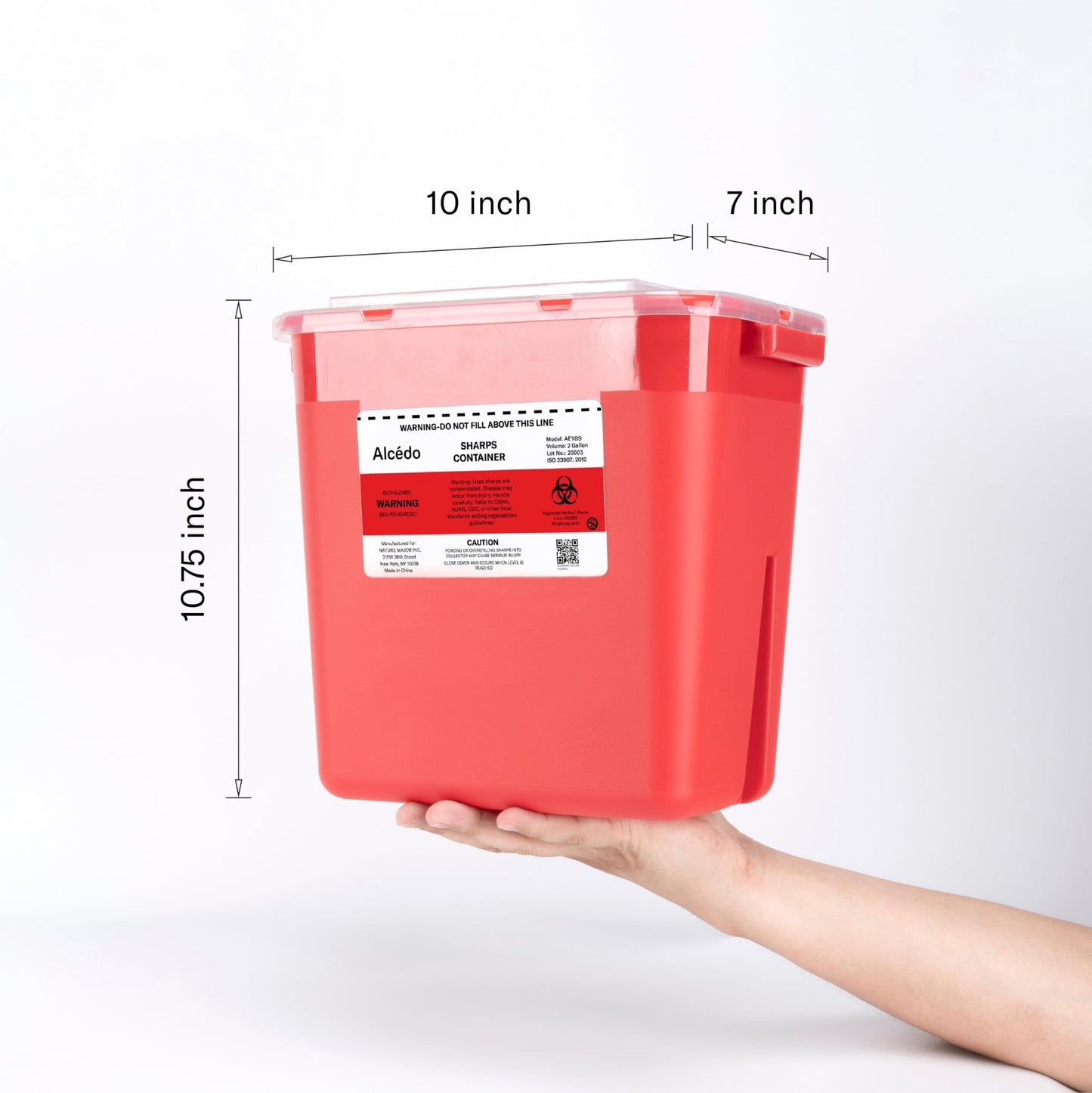 Alcedo Sharps Container for Home Use 2 Gallon (5-Pack), Biohazard Needle and Syringe Disposal, Professional Medical Grade