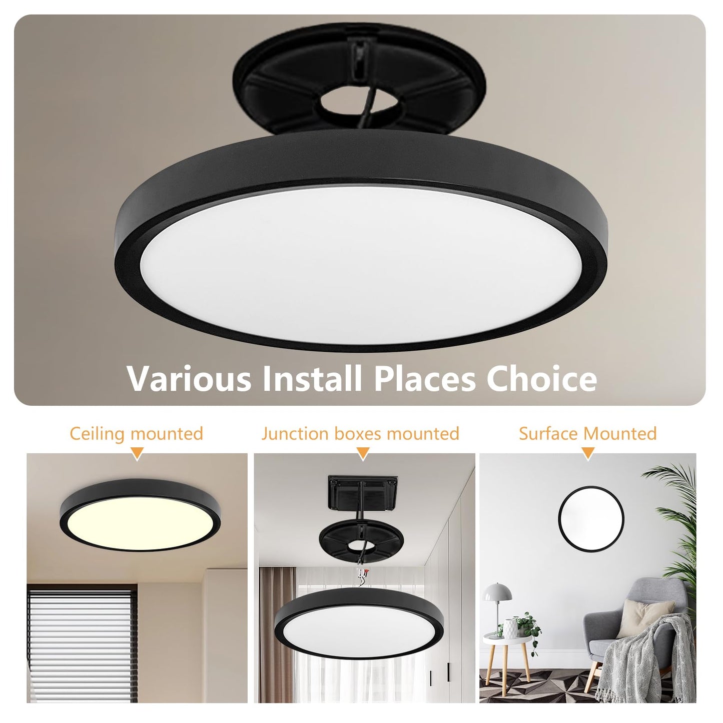 6PK 12 Inch LED Flush Mount Ceiling Light, 24W, 2520LM, 3000K/4000K/6000K CCT Selectable Super Slim Low Profile Ceiling Light, Close to Ceiling Round Flat Panel Fixture for Hallway,Bedroom,kitchen