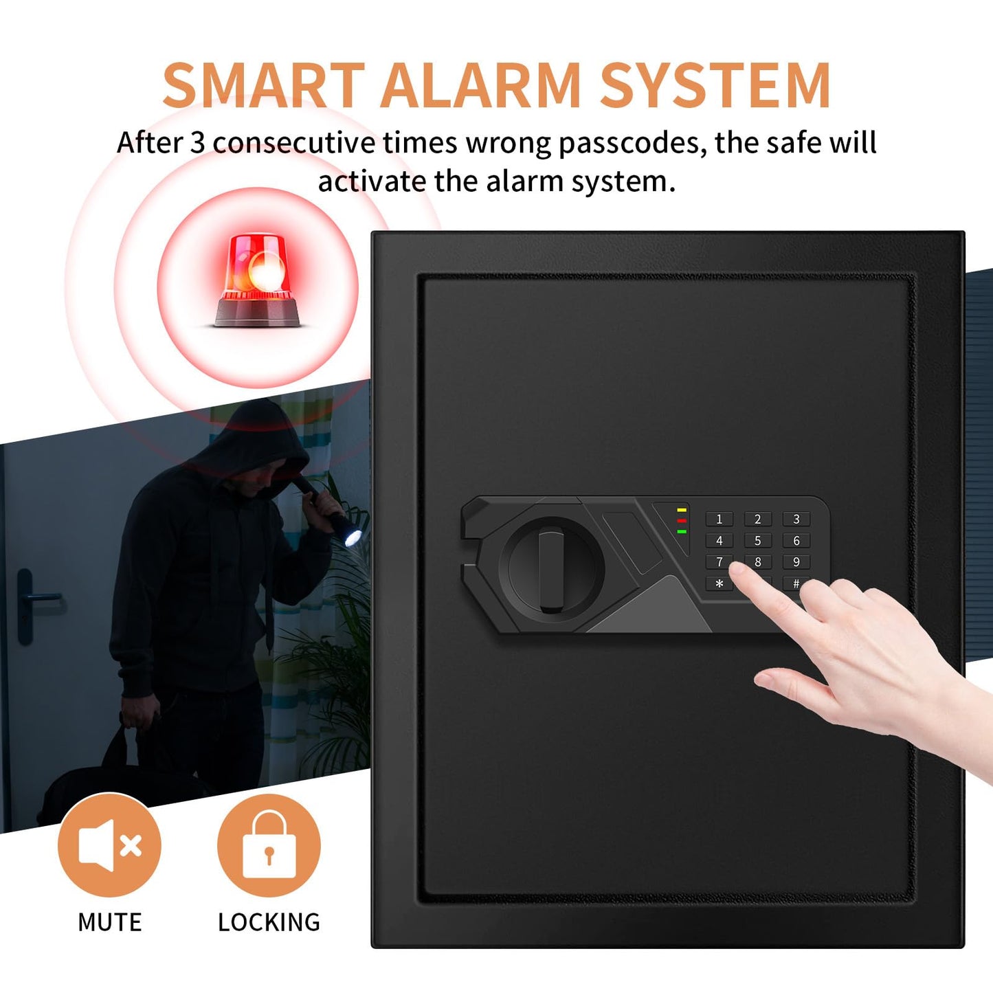 2.8 Cuft Fireproof Safe for Home Use, Digital Home Safes Fireproof Waterproof with Programmable Keypad, Backup Keys and Alarm System, Anti-Theft Home Security Safe Box for Document Money Medicines