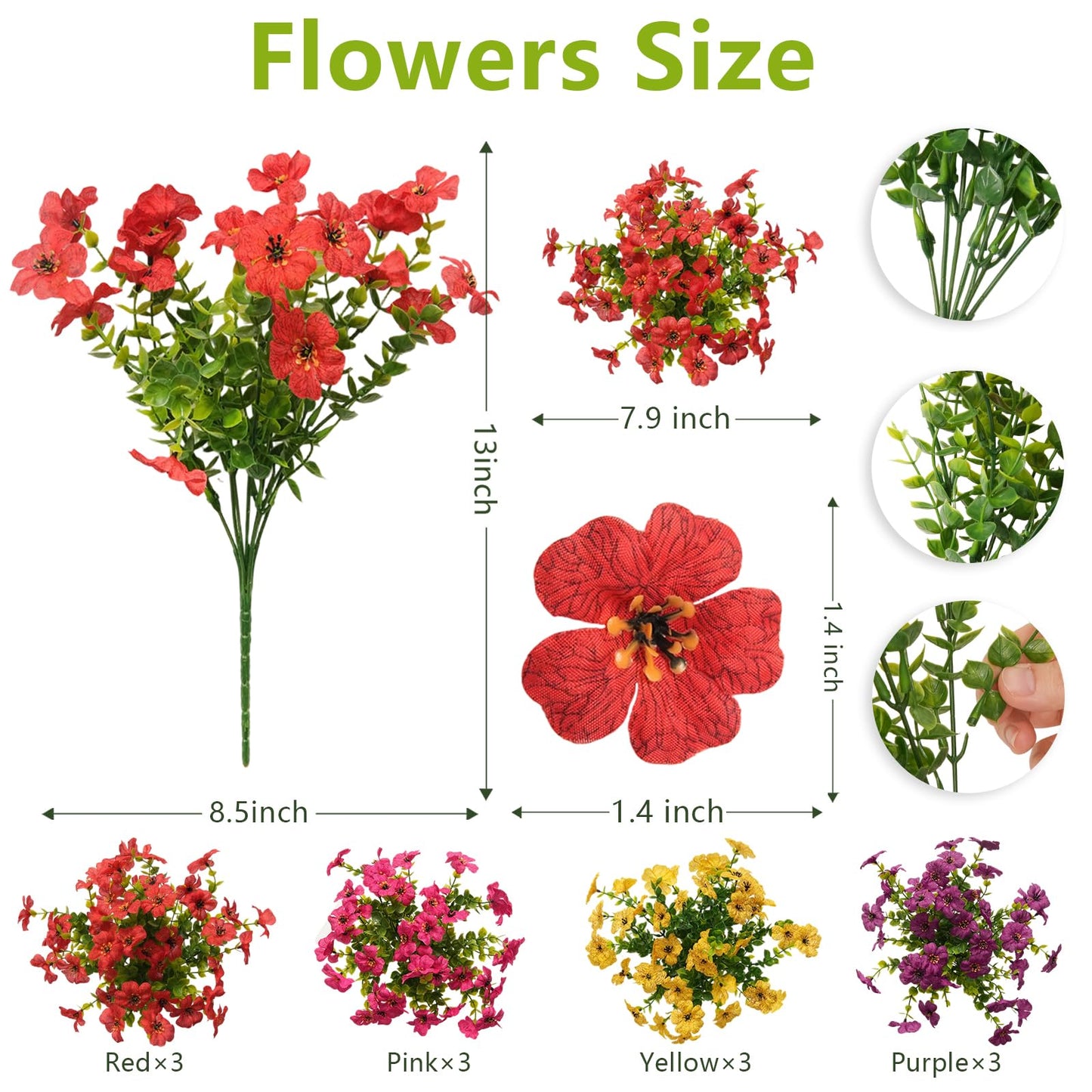 secqous 2 Set Artificial Outdoor Flowers with Hanging Basket, 2 Hanging Planters with 24 Pcs Flowers for Garden Porch Patio Balcony Yard Home Decoration