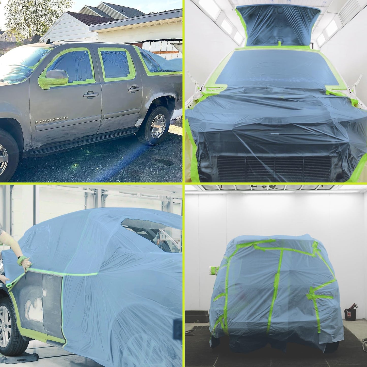 Tangibay Pre-Taped Masking Film for Painting - 22" x 66' Painters Plastic Sheeting with Automotive Paint Tape and Drape for Covering Cars, Walls, Windows and Furniture Protection (12 Rolls)
