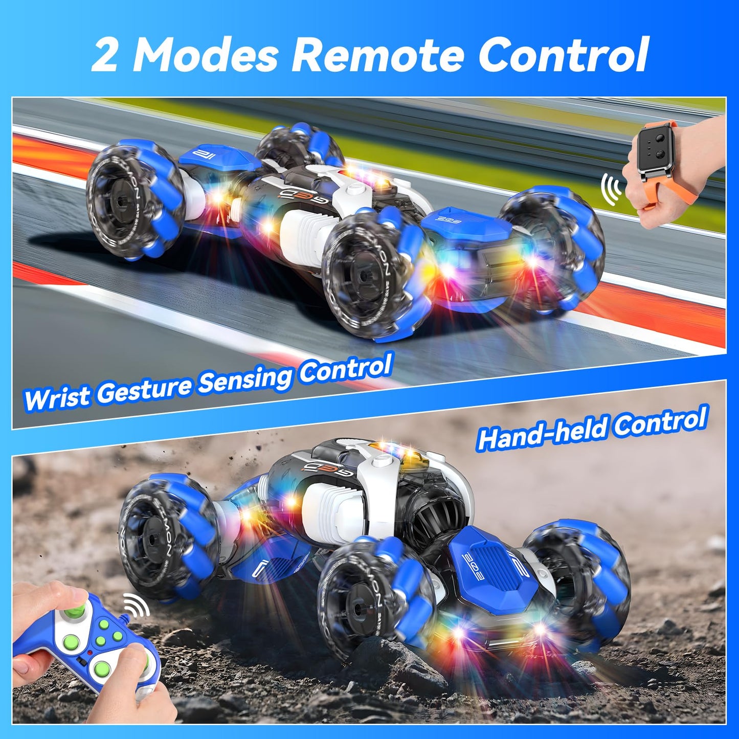 Nicella Gesture Sensing RC Stunt Car, 360° Rotating 4WD Remote Control Transform Hand Controlled Car - Fun Toys for 6 7 8 9 10 11 12 13 Year Old Boys Girls Birthday Gifts