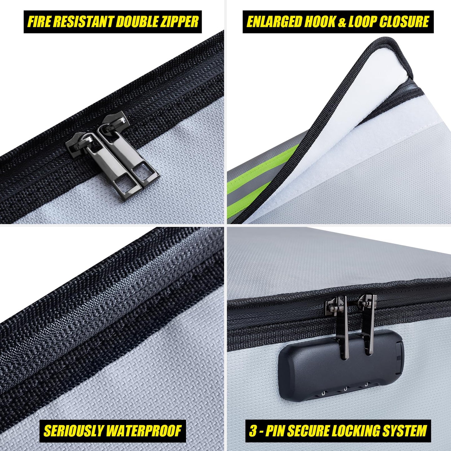 Large Fireproof Safe Bag, 24x12x12'' Fireproof Document Bag, Large capacity waterproof storage bag with reflective strips, Firesafe Box for File,Cash,Passport,Keys