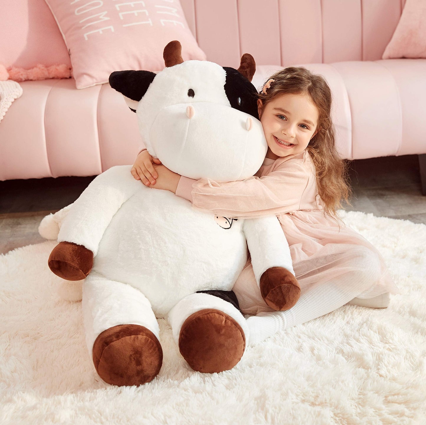 IKASA Giant Cow Stuffed Animal Jumbo Plush Toy (White, 30 inches)